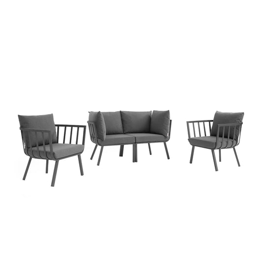Riverside 4 Piece Outdoor Patio Aluminum Set Gray Charcoal