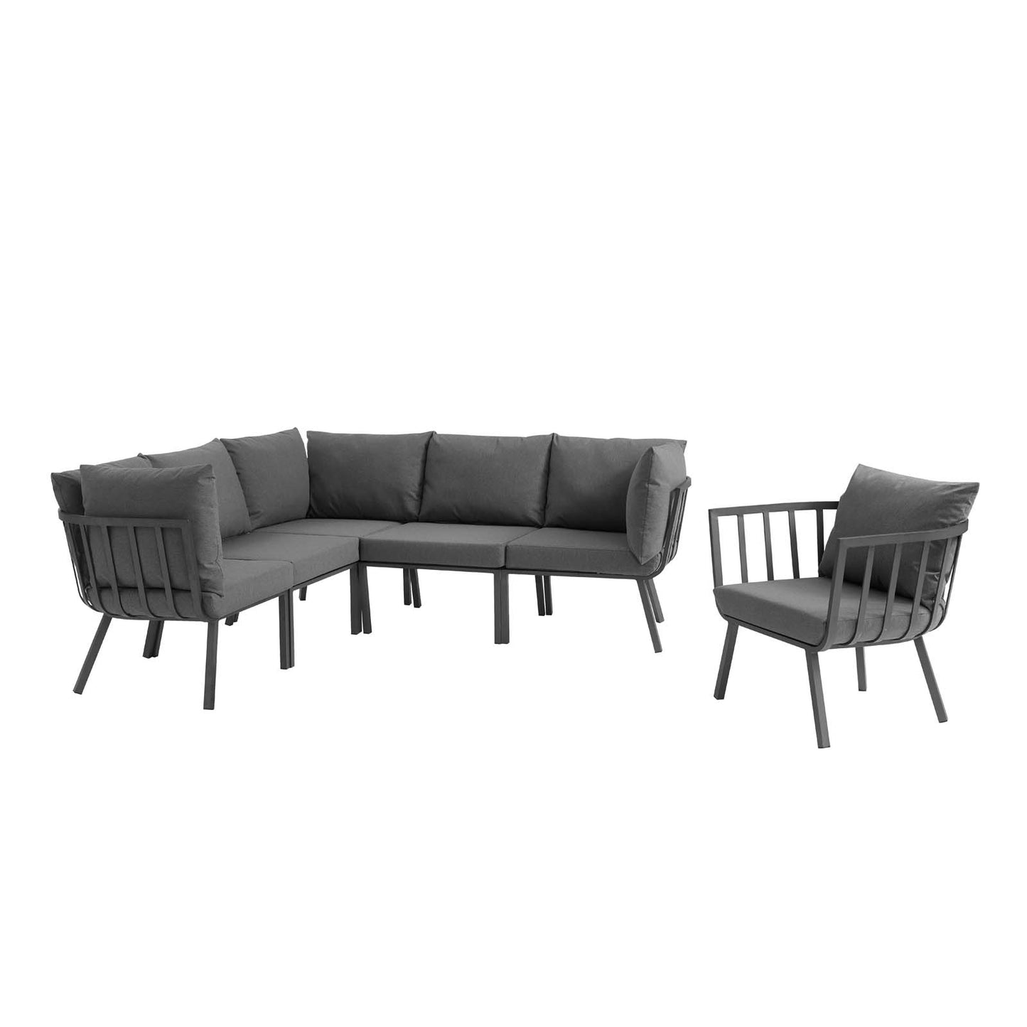 Riverside 6 Piece Outdoor Patio Aluminum Set Gray Charcoal