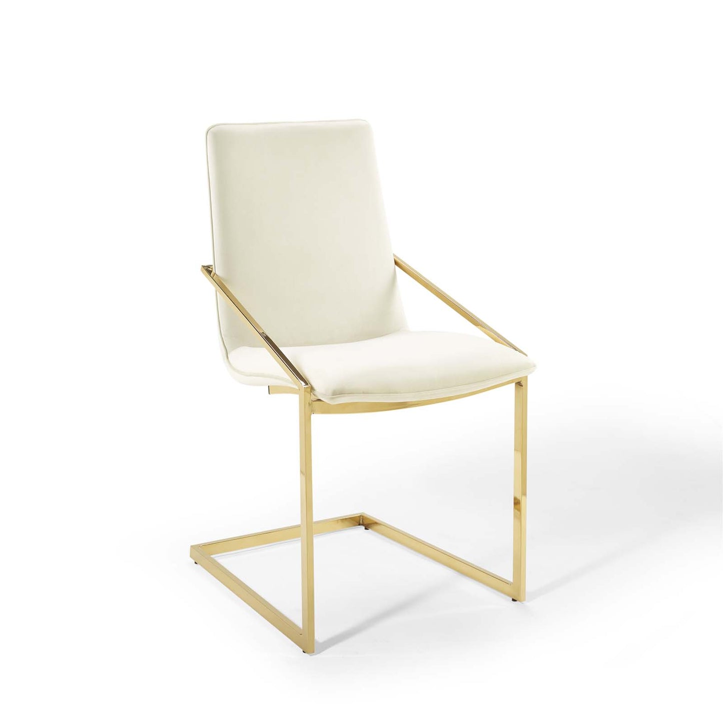 Pitch Performance Velvet Dining Armchair Gold Ivory EEI-3799-GLD-IVO
