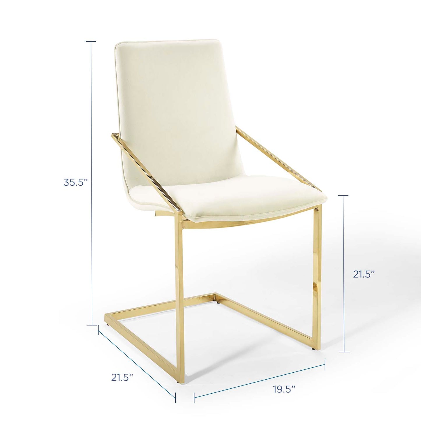 Pitch Performance Velvet Dining Armchair Gold Ivory EEI-3799-GLD-IVO