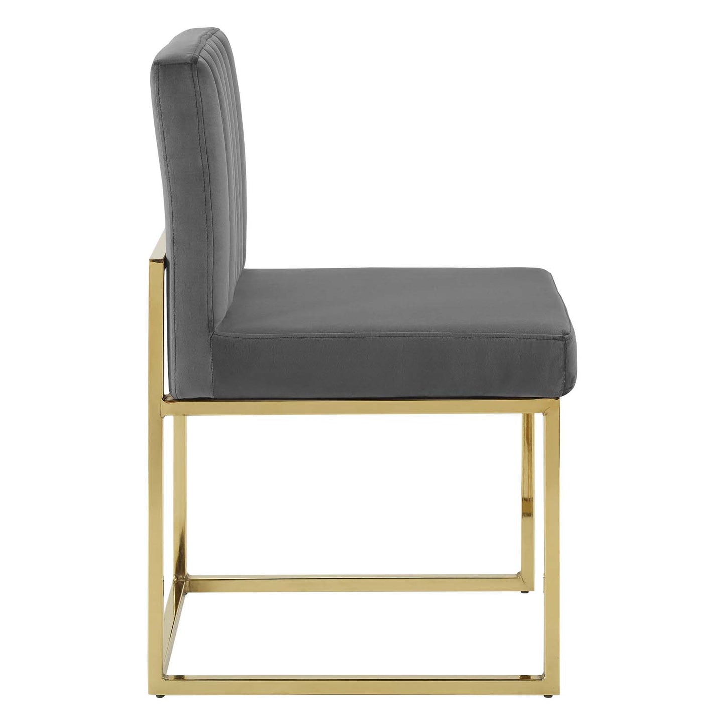 Carriage Channel Tufted Sled Base Performance Velvet Dining Chair Gold Charcoal EEI-3806-GLD-CHA