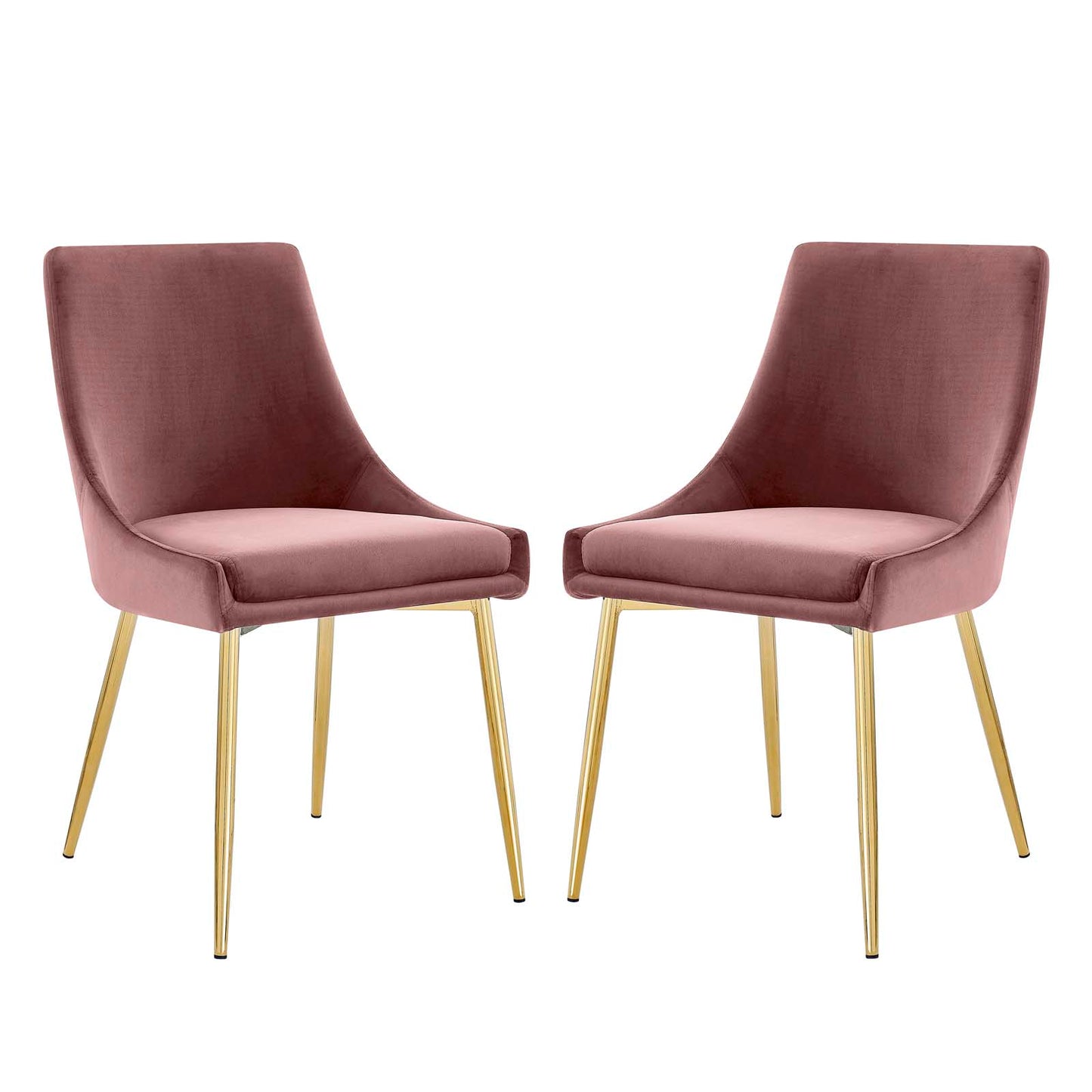Viscount Performance Velvet Dining Chairs - Set of 2 Gold Dusty Rose EEI-3808-GLD-DUS