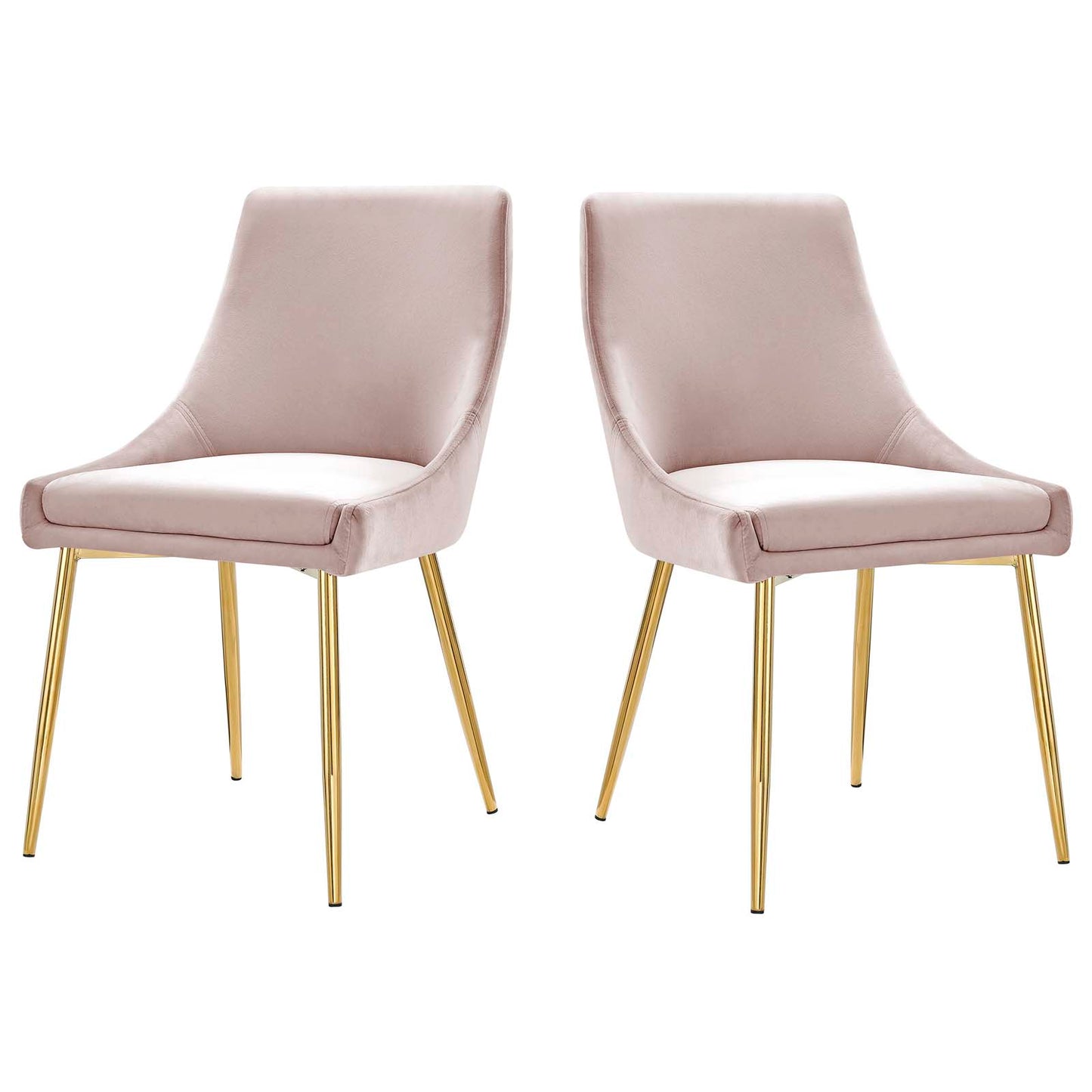 Viscount Performance Velvet Dining Chairs - Set of 2 Gold Pink EEI-3808-GLD-PNK