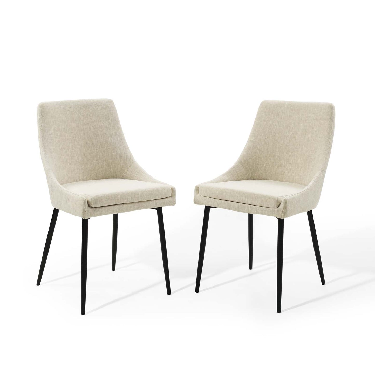 Viscount Upholstered Fabric Dining Chairs - Set of 2 Black Beige EEI-3809-BLK-BEI