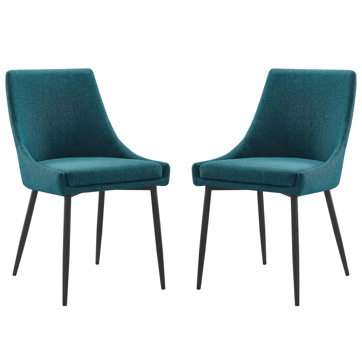 Viscount Upholstered Fabric Dining Chairs - Set of 2 Black Teal EEI-3809-BLK-TEA