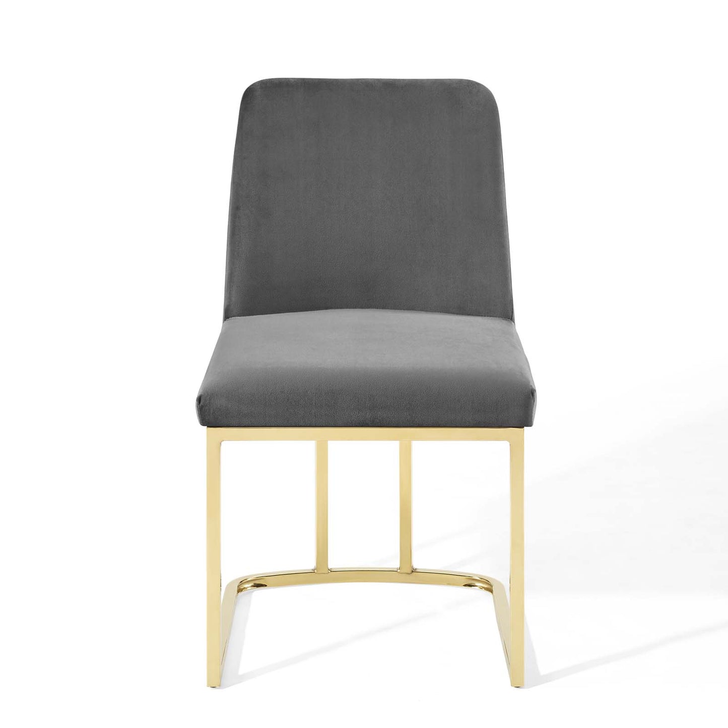 Amplify Sled Base Performance Velvet Dining Side Chair Gold Gray EEI-3810-GLD-GRY