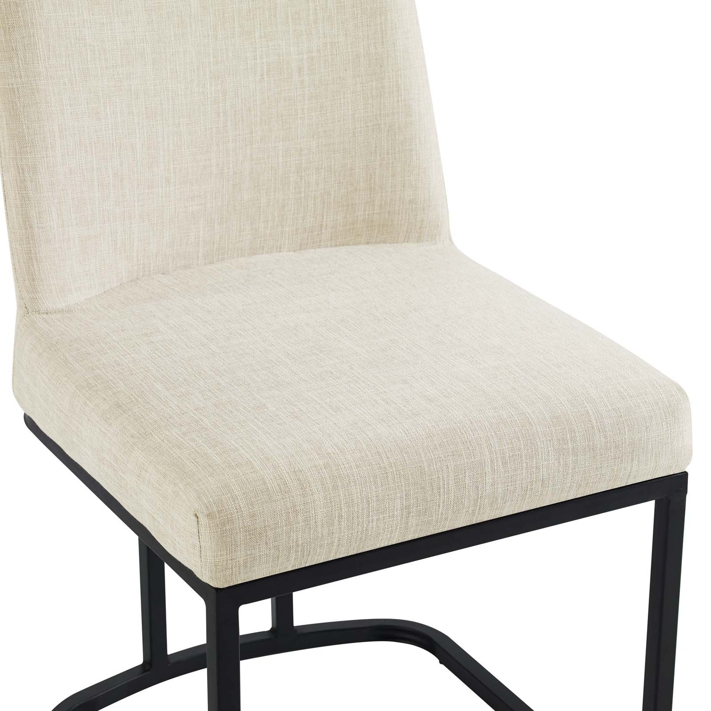 Amplify Sled Base Upholstered Fabric Dining Side Chair Black Beige EEI-3811-BLK-BEI