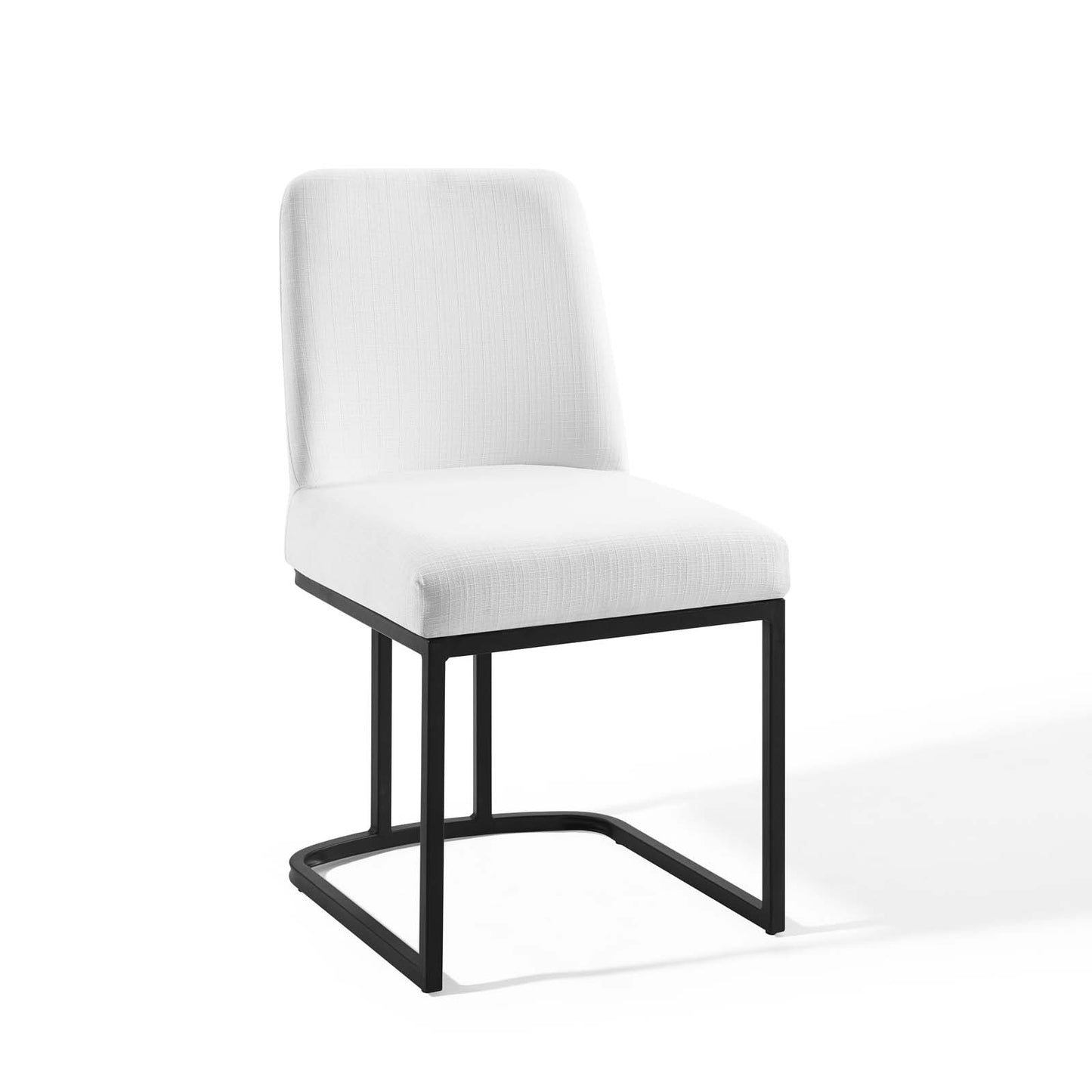 Amplify Sled Base Upholstered Fabric Dining Side Chair Black White EEI-3811-BLK-WHI