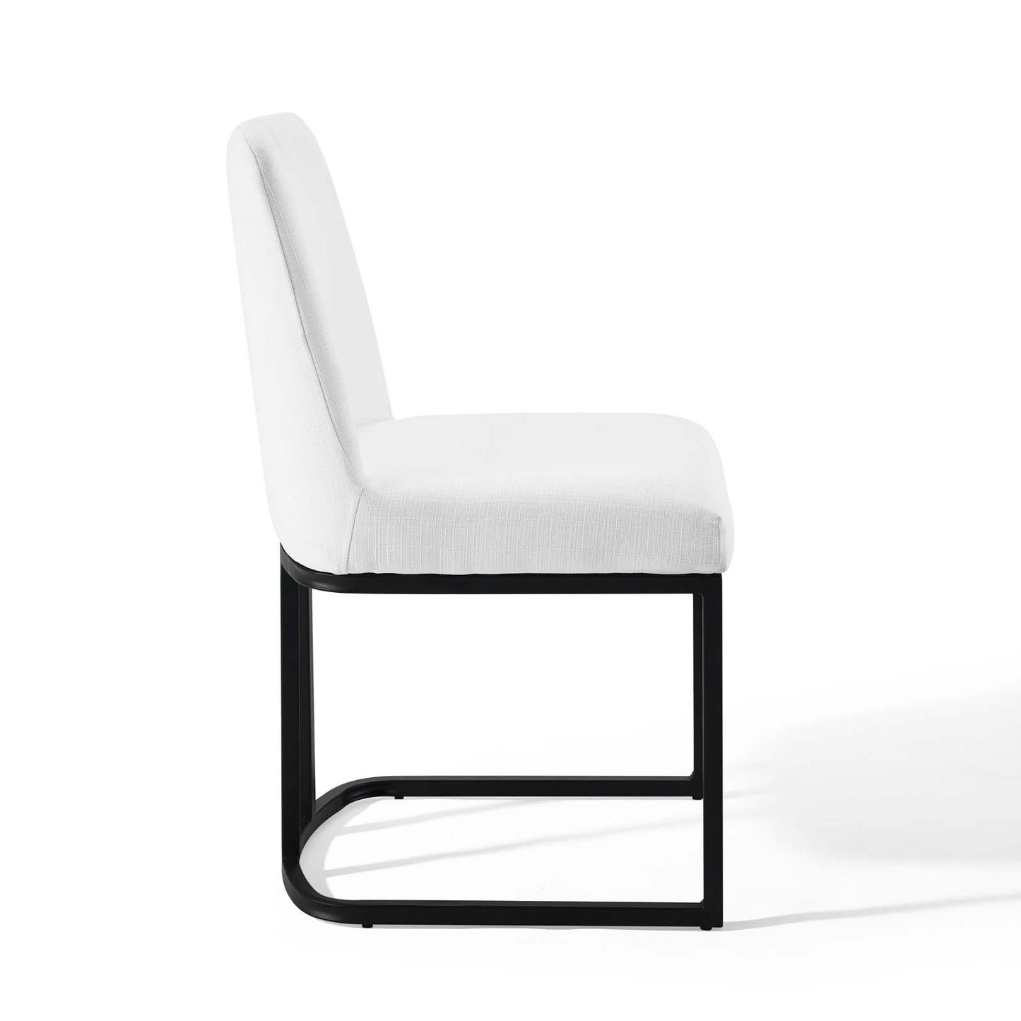 Amplify Sled Base Upholstered Fabric Dining Side Chair Black White EEI-3811-BLK-WHI