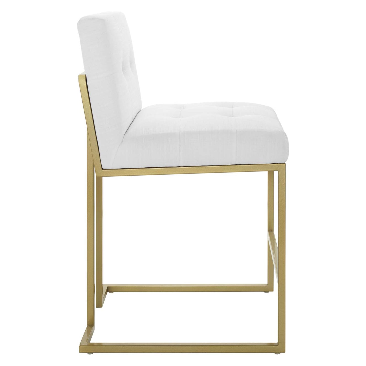 Privy Gold Stainless Steel Upholstered Fabric Counter Stool Gold White EEI-3852-GLD-WHI