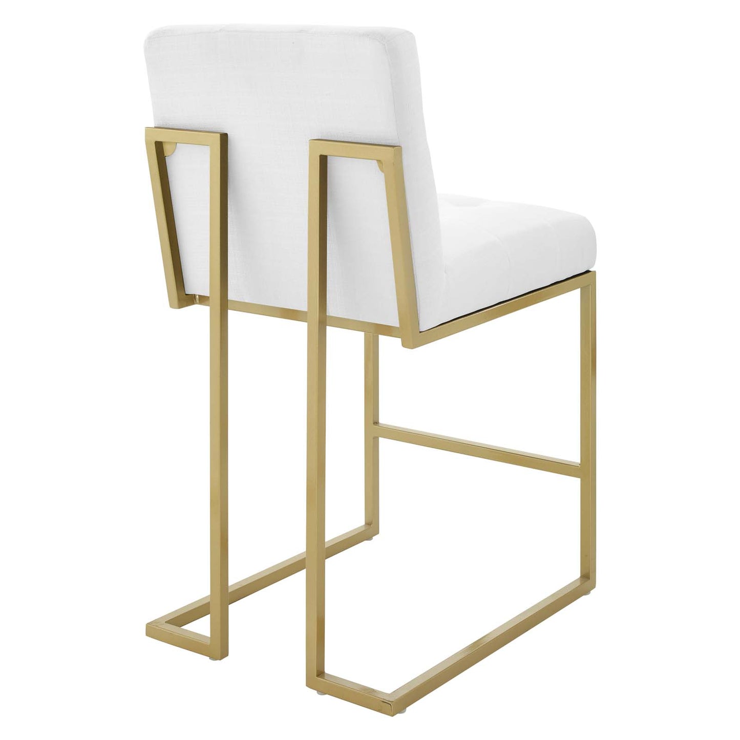 Privy Gold Stainless Steel Upholstered Fabric Counter Stool Gold White EEI-3852-GLD-WHI