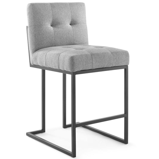 Privy Stainless Steel Upholstered Fabric Counter Stool and Set of 2