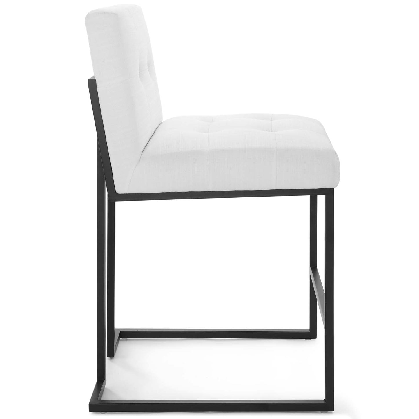 Privy Black Stainless Steel Upholstered Fabric Counter Stool Black White EEI-3854-BLK-WHI