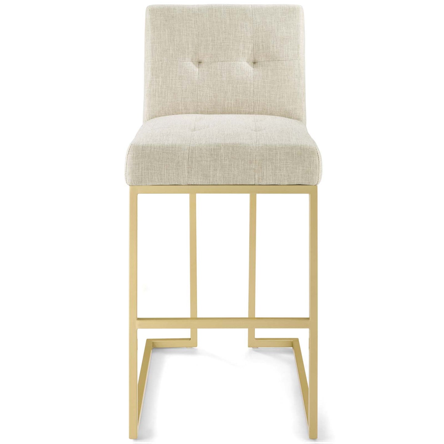 Privy Gold Stainless Steel Upholstered Fabric Bar Stool Gold Beige EEI-3855-GLD-BEI