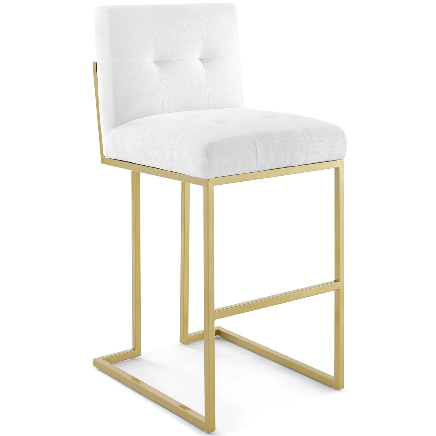 Privy Gold Stainless Steel Upholstered Fabric Bar Stool Gold White EEI-3855-GLD-WHI