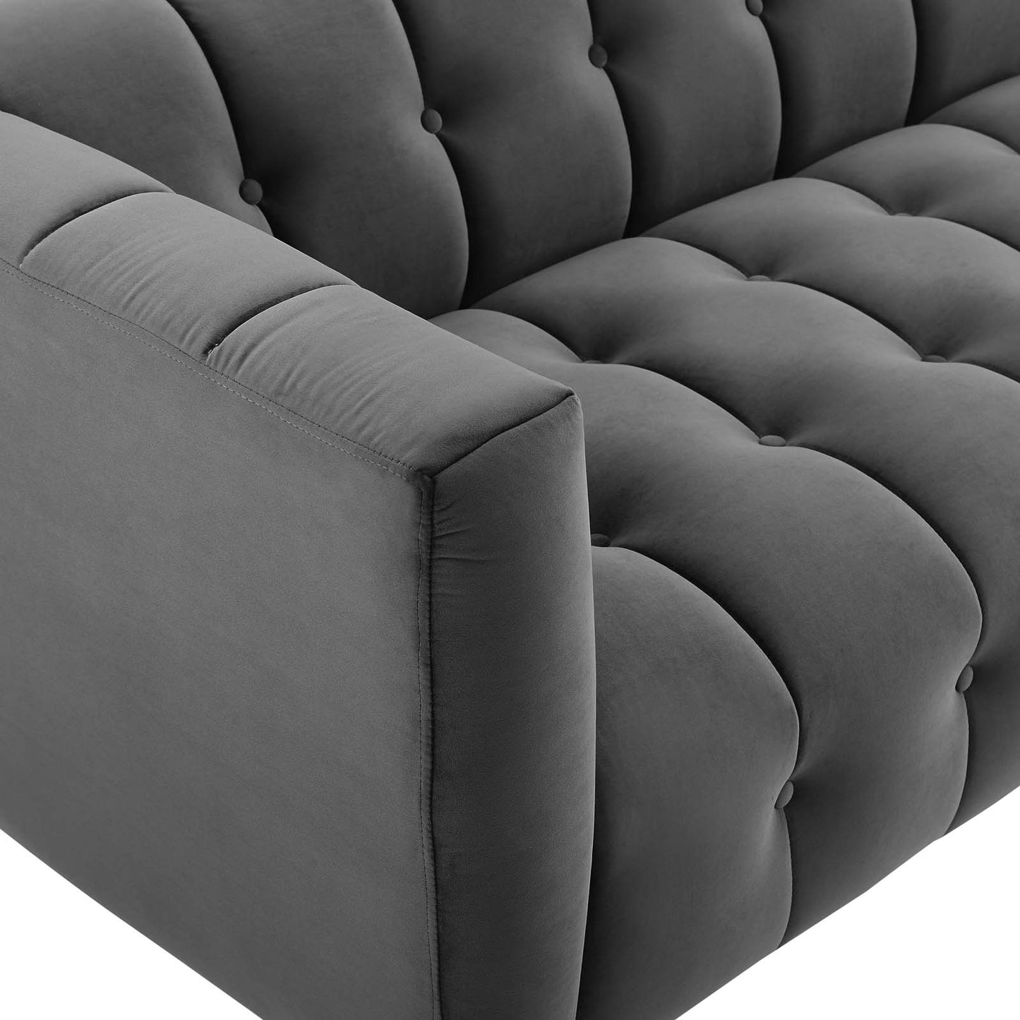 Mesmer Channel Tufted Button Performance Velvet Sofa Charcoal EEI-3882-CHA