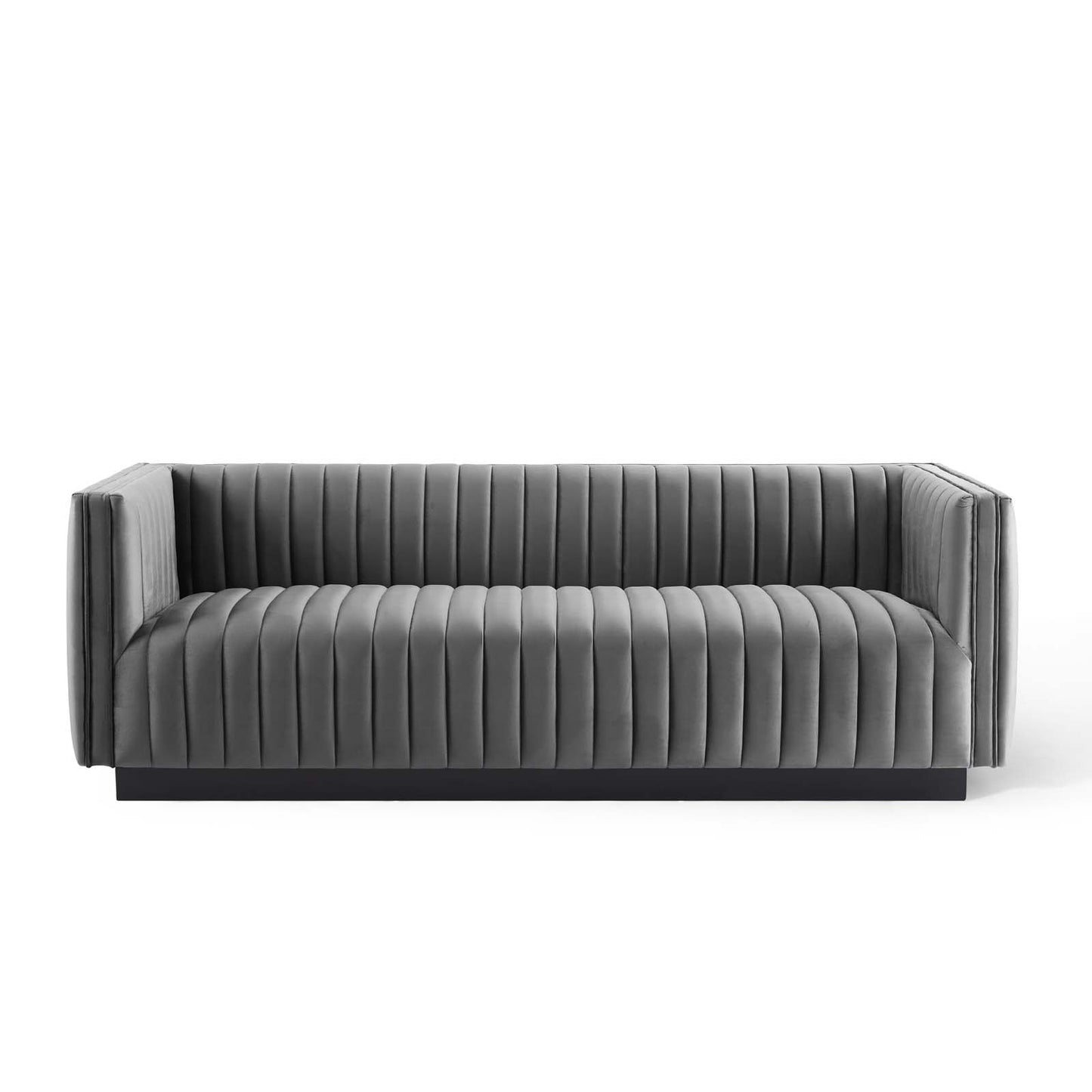 Conjure Channel Tufted Velvet Sofa Gray EEI-3885-GRY