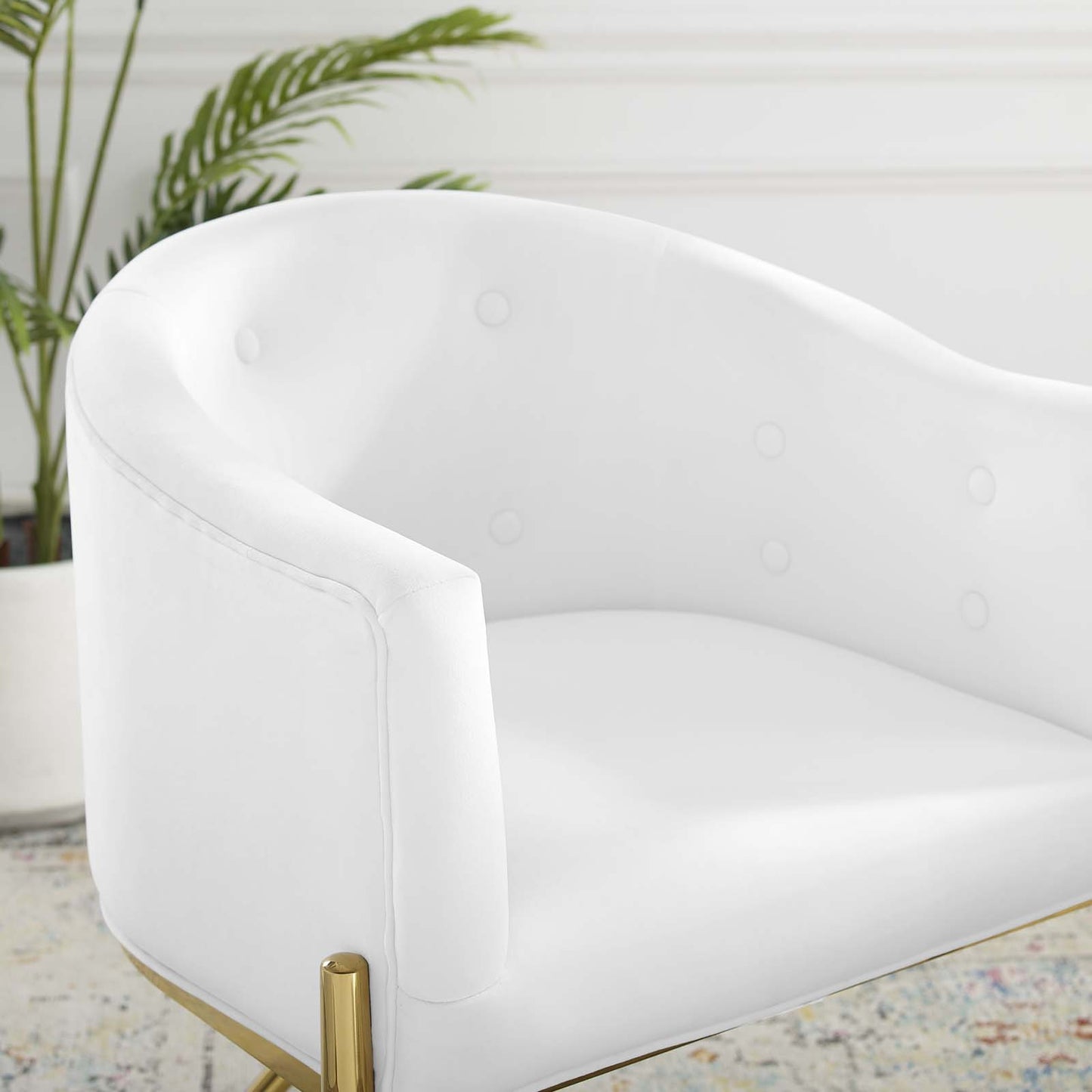 Savour Tufted Performance Velvet Accent Dining Armchair White EEI-3906-WHI