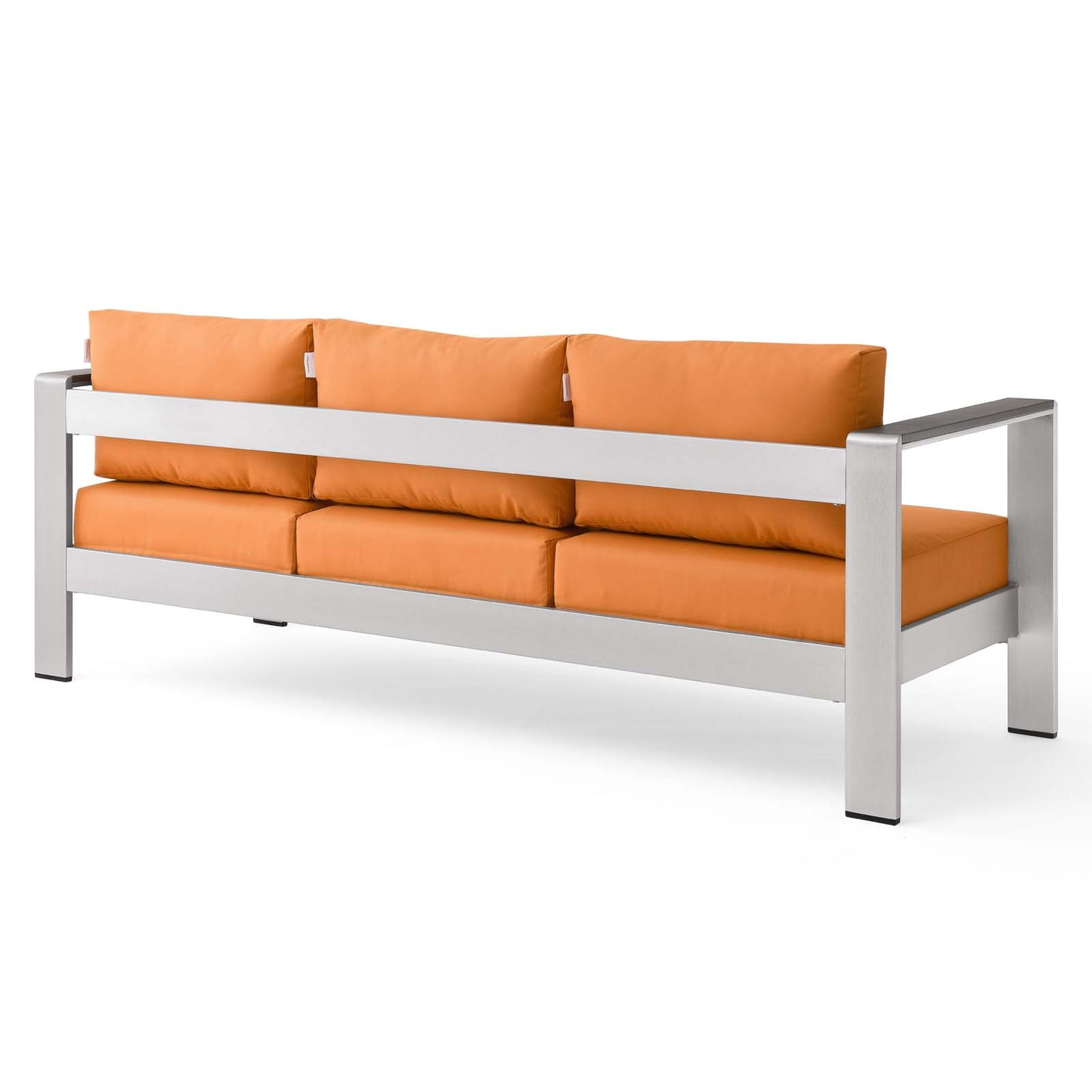 Shore Outdoor Patio Aluminum Sofa Silver Orange EEI-3917-SLV-ORA