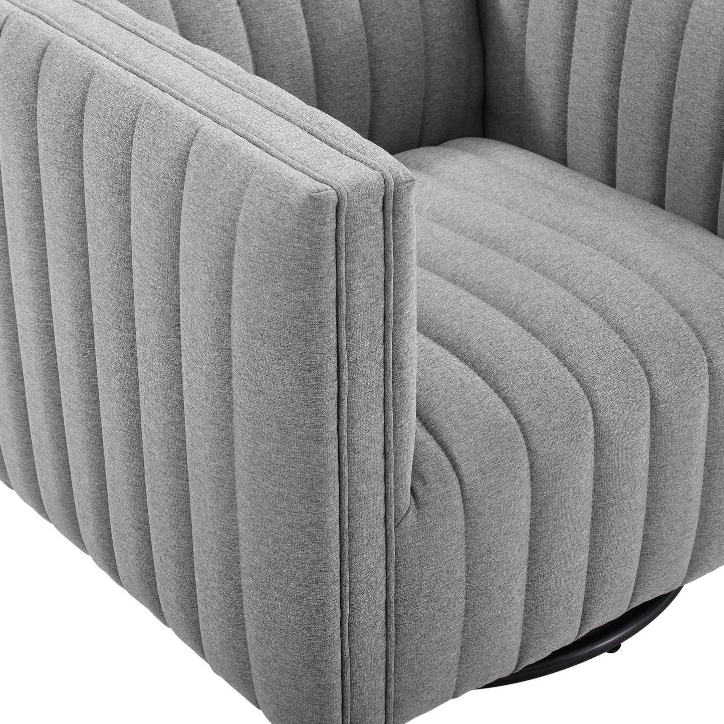 Conjure Tufted Swivel Upholstered Armchair Light Gray EEI-3926-LGR
