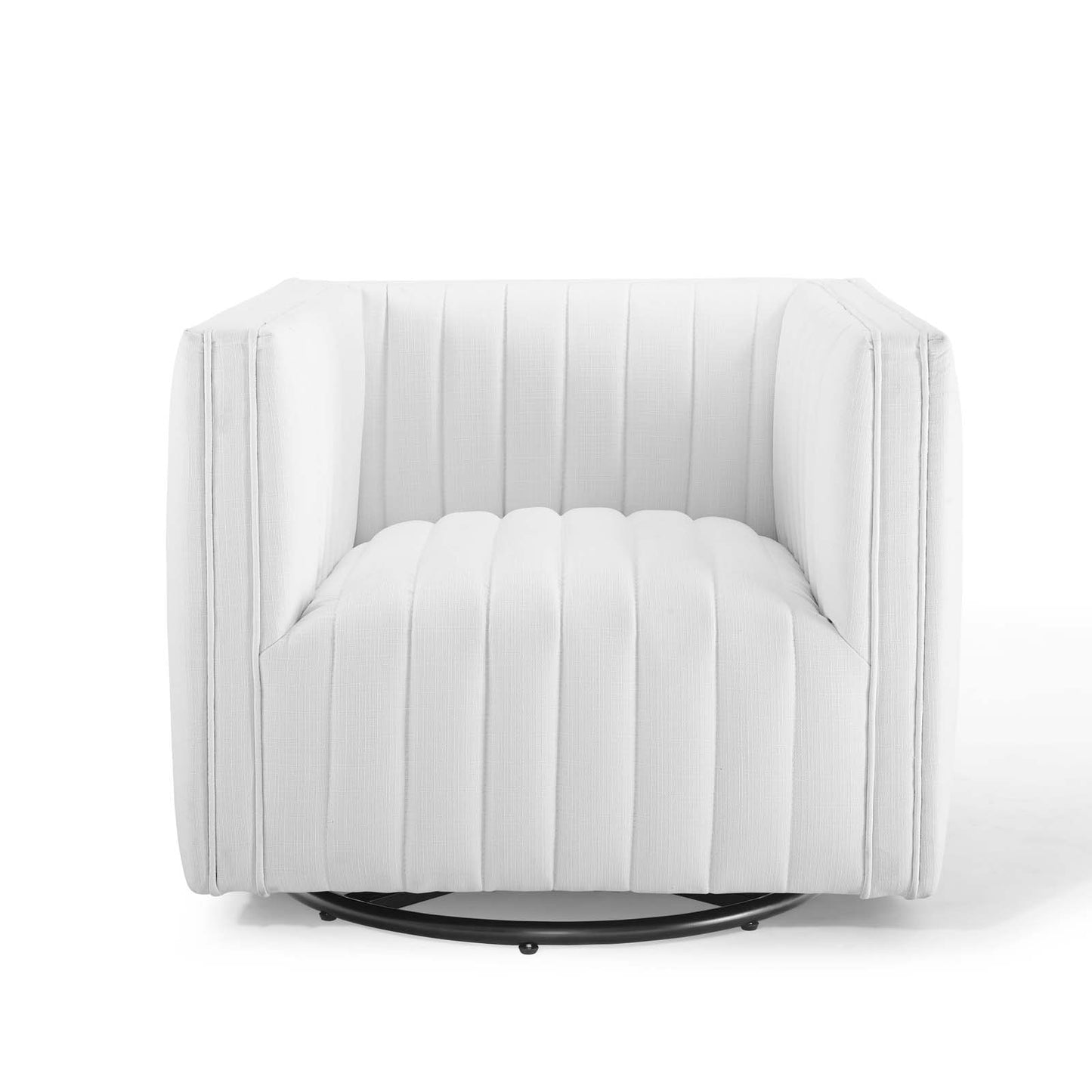 Conjure Tufted Swivel Upholstered Armchair White EEI-3926-WHI