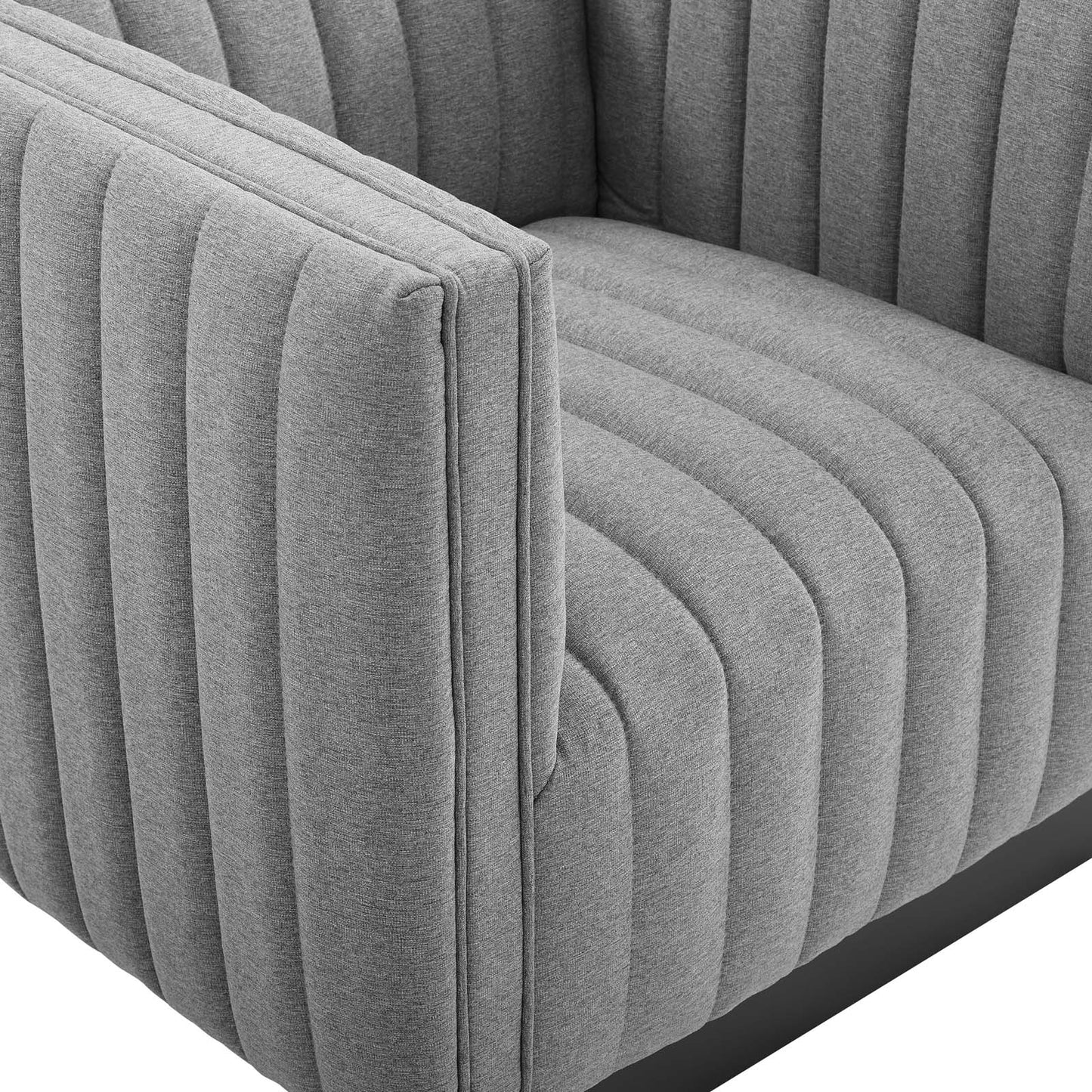 Conjure Tufted Upholstered Fabric Armchair Light Gray EEI-3927-LGR
