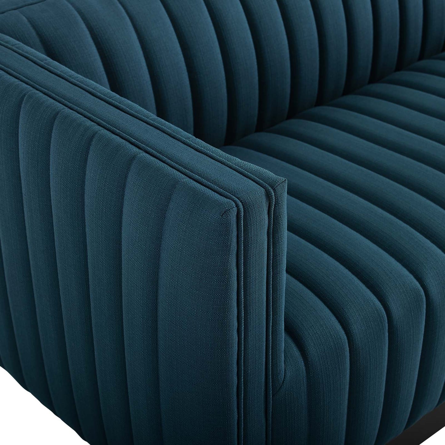 Conjure Tufted Upholstered Fabric Sofa Azure EEI-3928-AZU