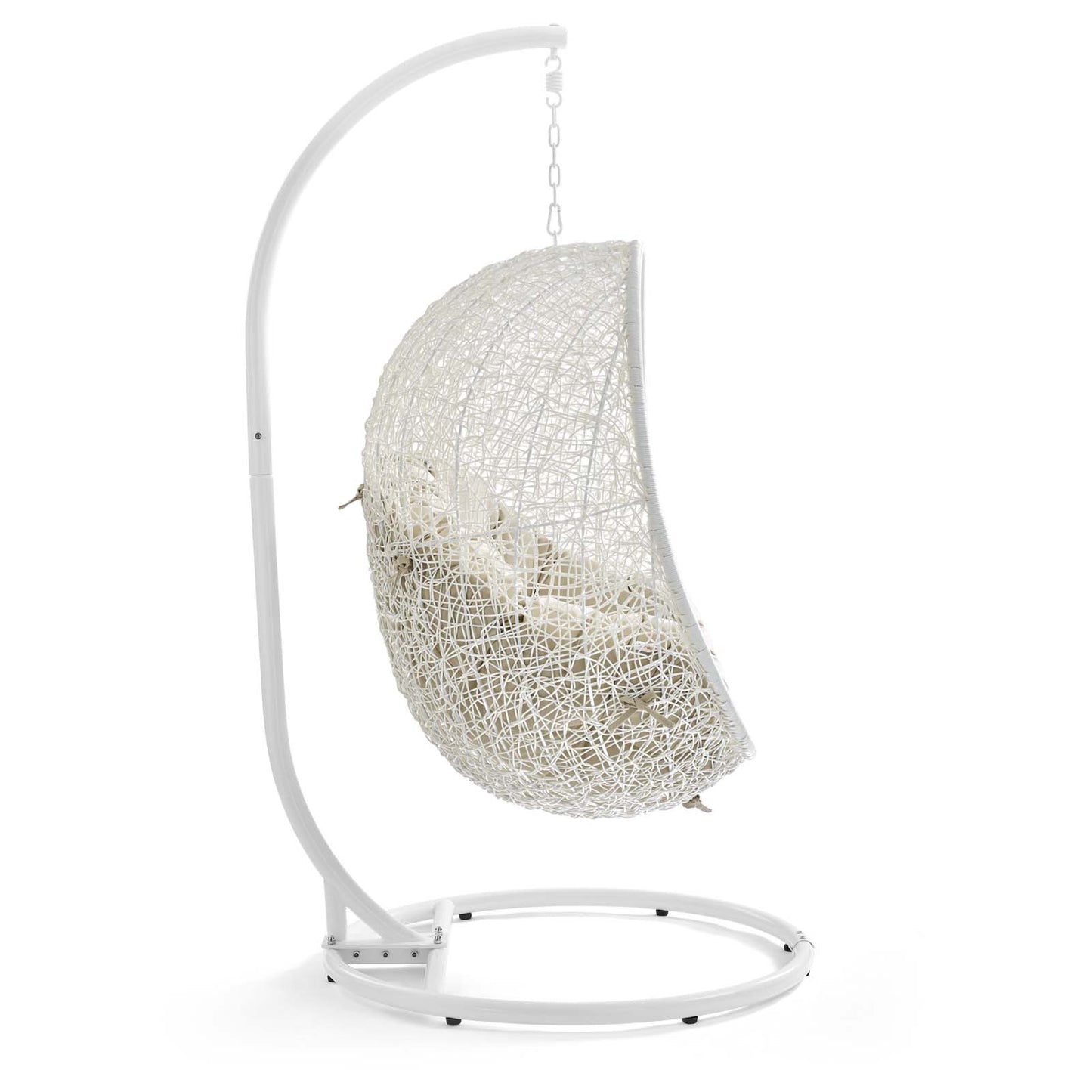 Hide Outdoor Patio Sunbrella® Swing Chair With Stand White Beige EEI-3929-WHI-BEI