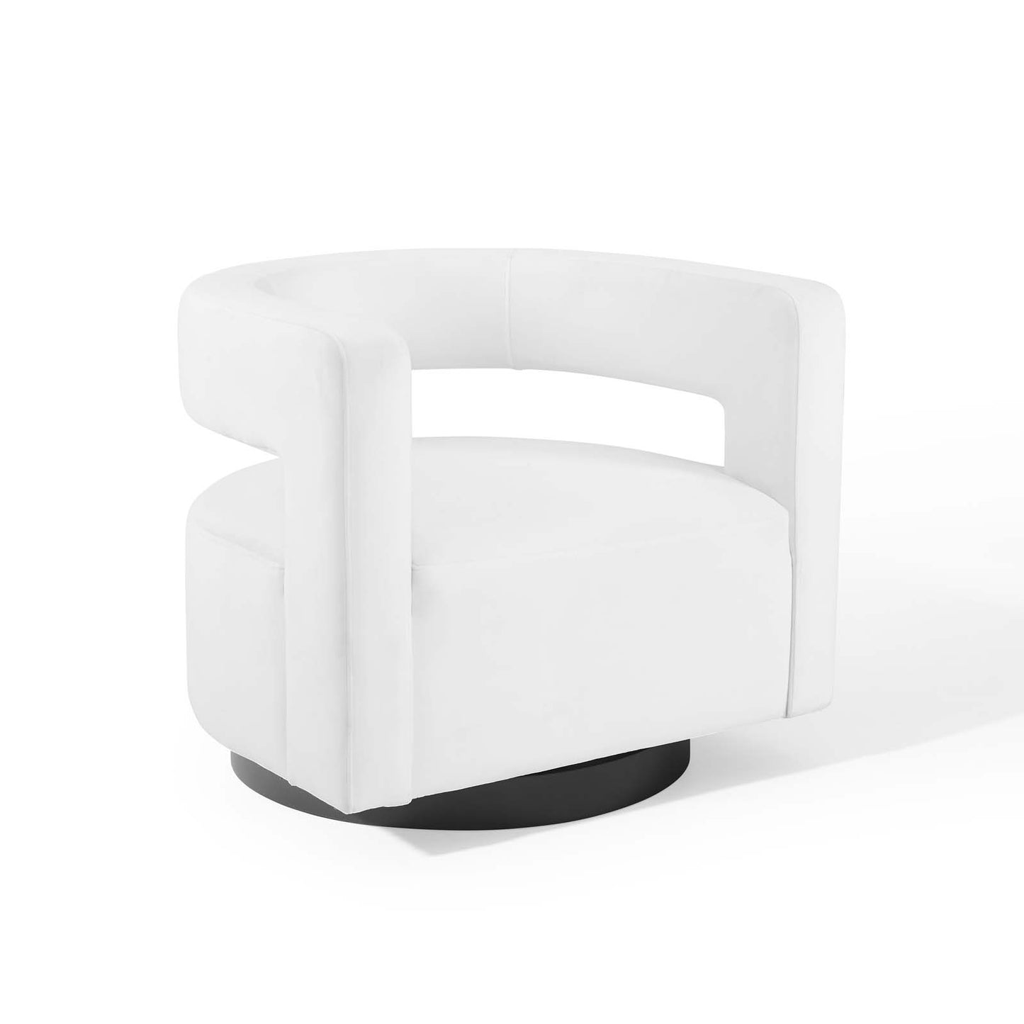 Spin Cutaway Performance Velvet Swivel Armchair White EEI-3947-WHI
