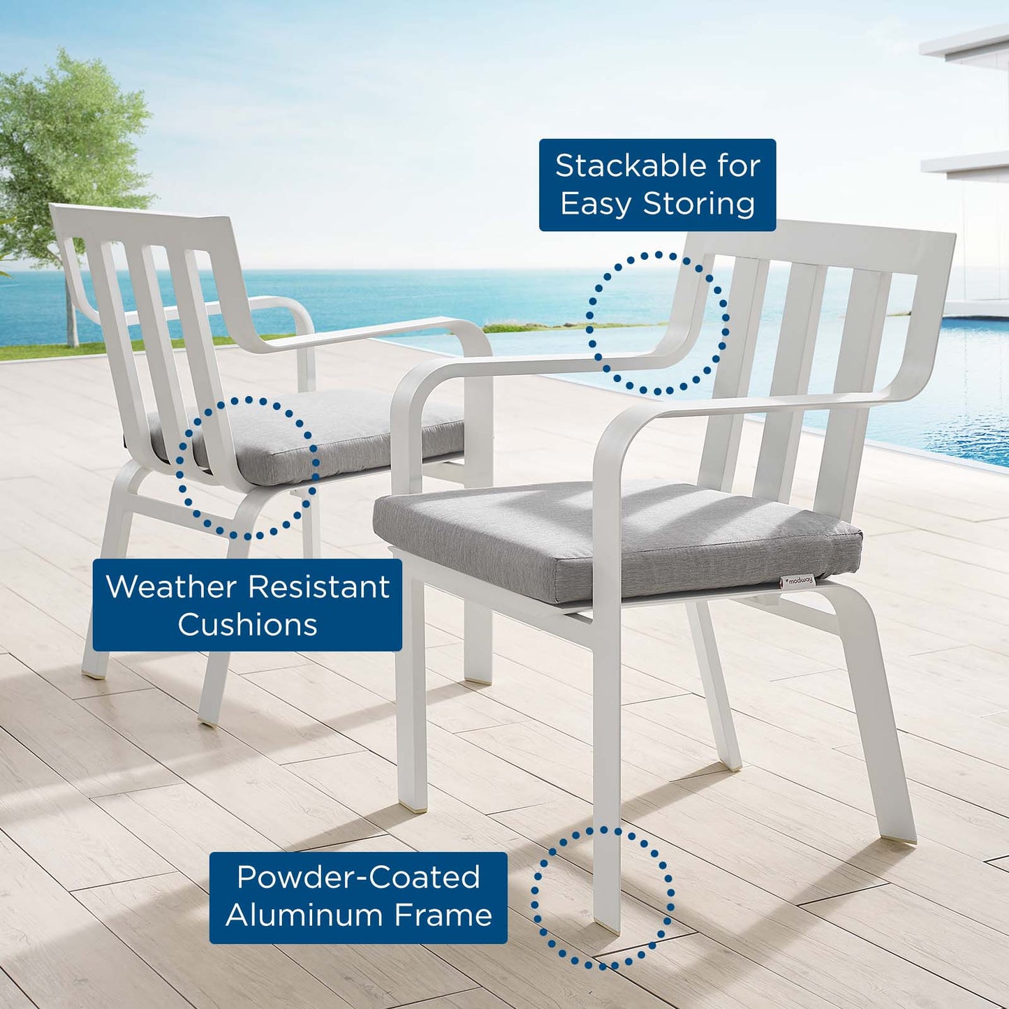 Baxley Stackable Outdoor Patio Aluminum Dining Armchair Set of 2