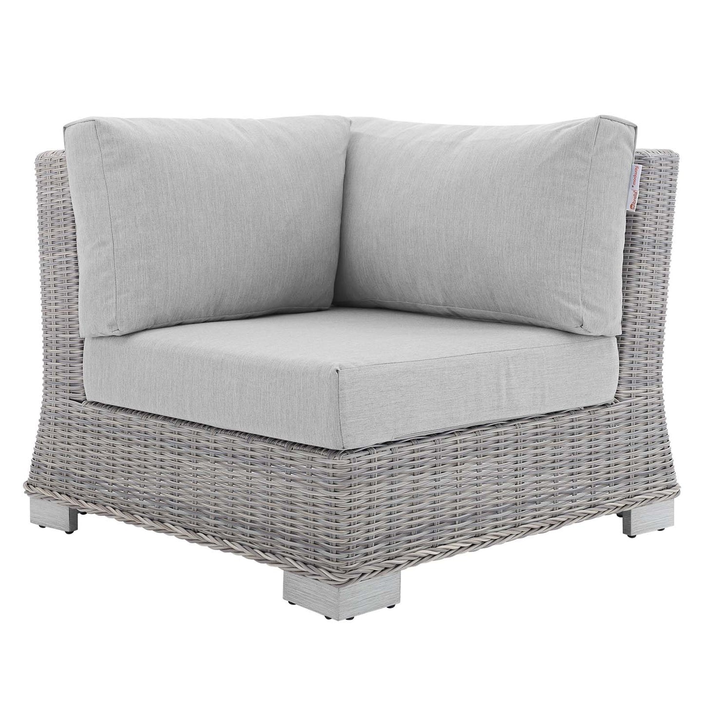 Conway Sunbrella® Outdoor Patio Wicker Rattan Corner Chair Light Gray Gray EEI-3970-LGR-GRY