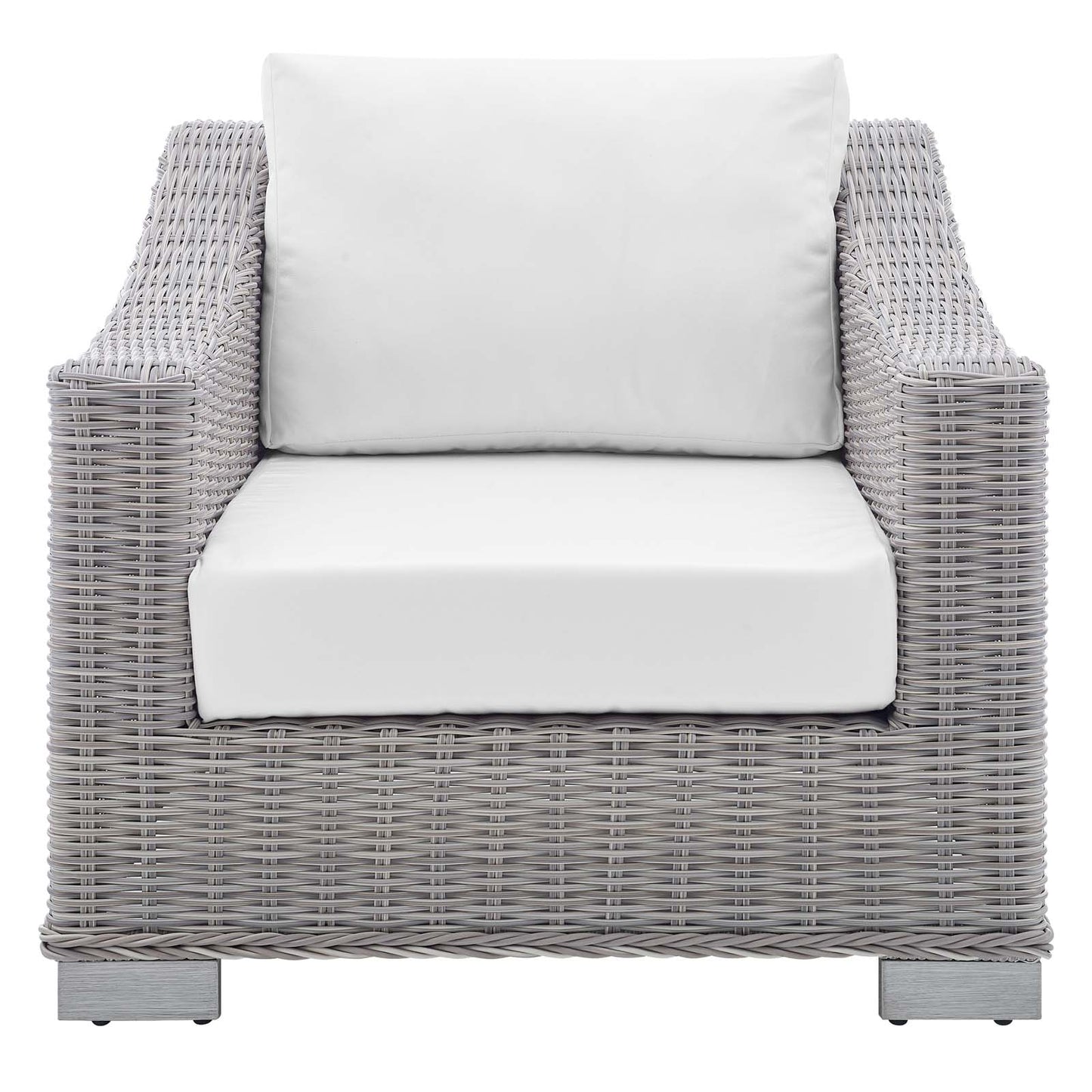 Conway Sunbrella® Outdoor Patio Wicker Rattan Armchair Light Gray White EEI-3972-LGR-WHI