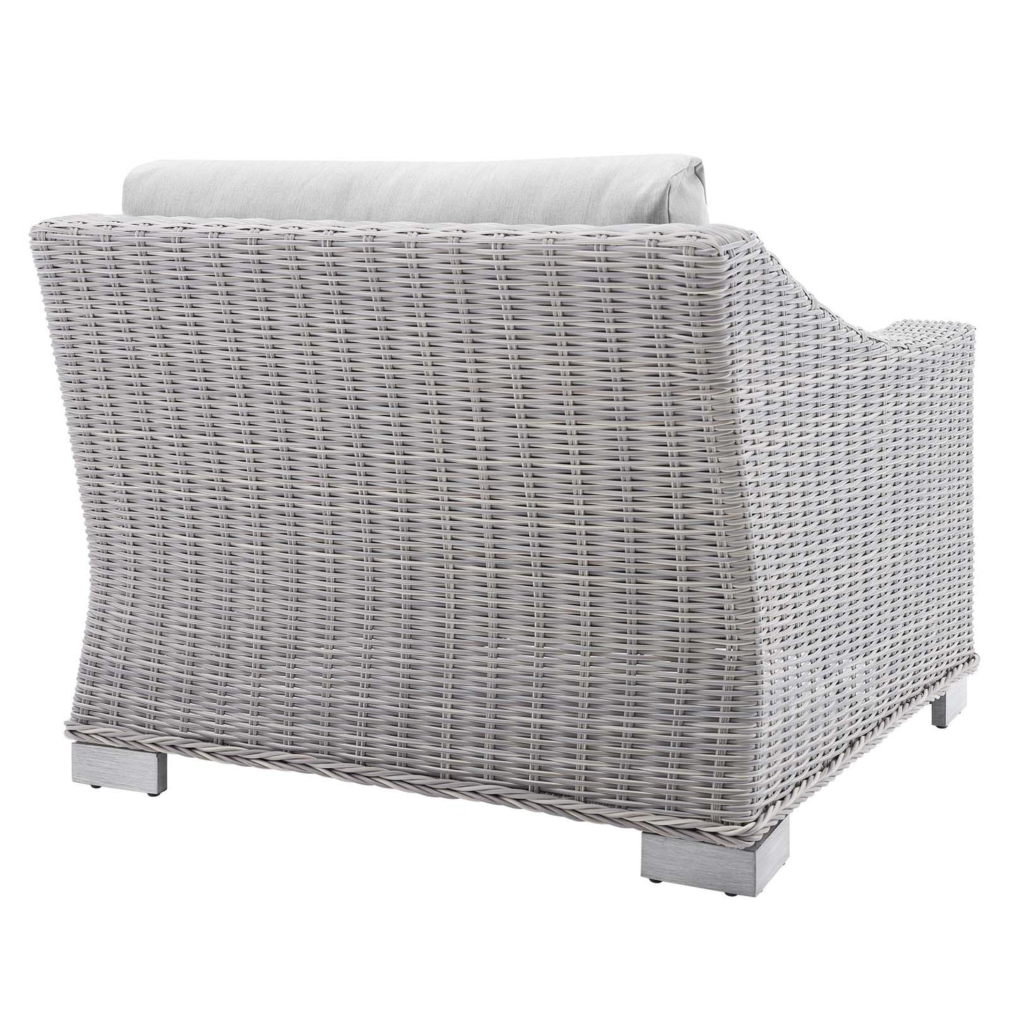 Conway Sunbrella® Outdoor Patio Wicker Rattan Left-Arm Chair Light Gray Gray EEI-3975-LGR-GRY