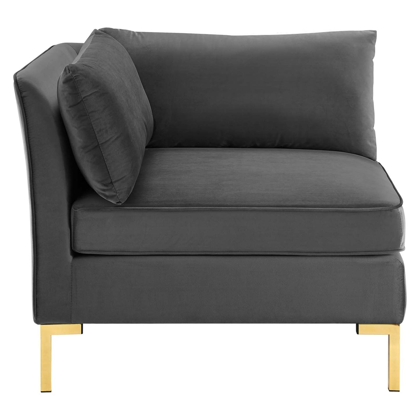 Ardent Performance Velvet Sectional Sofa Corner Chair Gray EEI-3985-GRY
