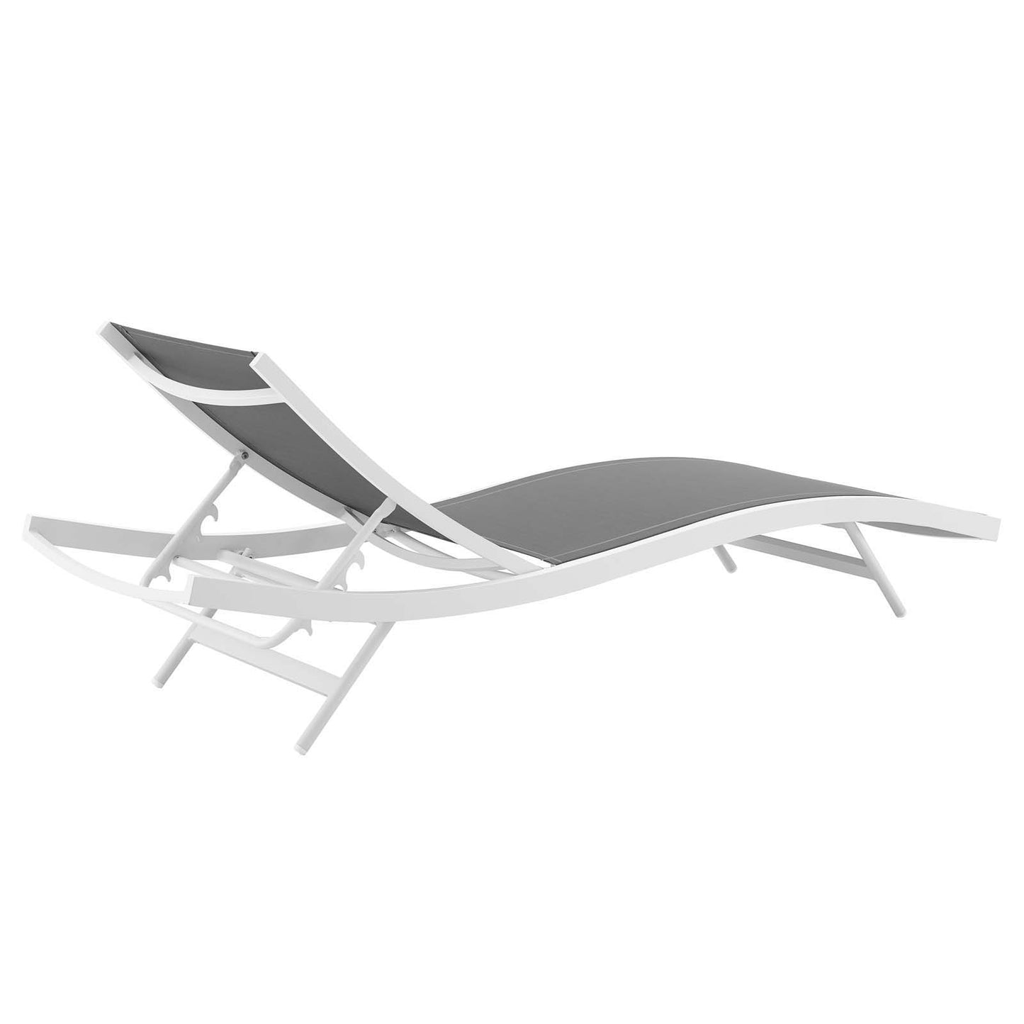 Glimpse Outdoor Patio Mesh Chaise Lounge Set of 2 White Gray EEI-4038-WHI-GRY