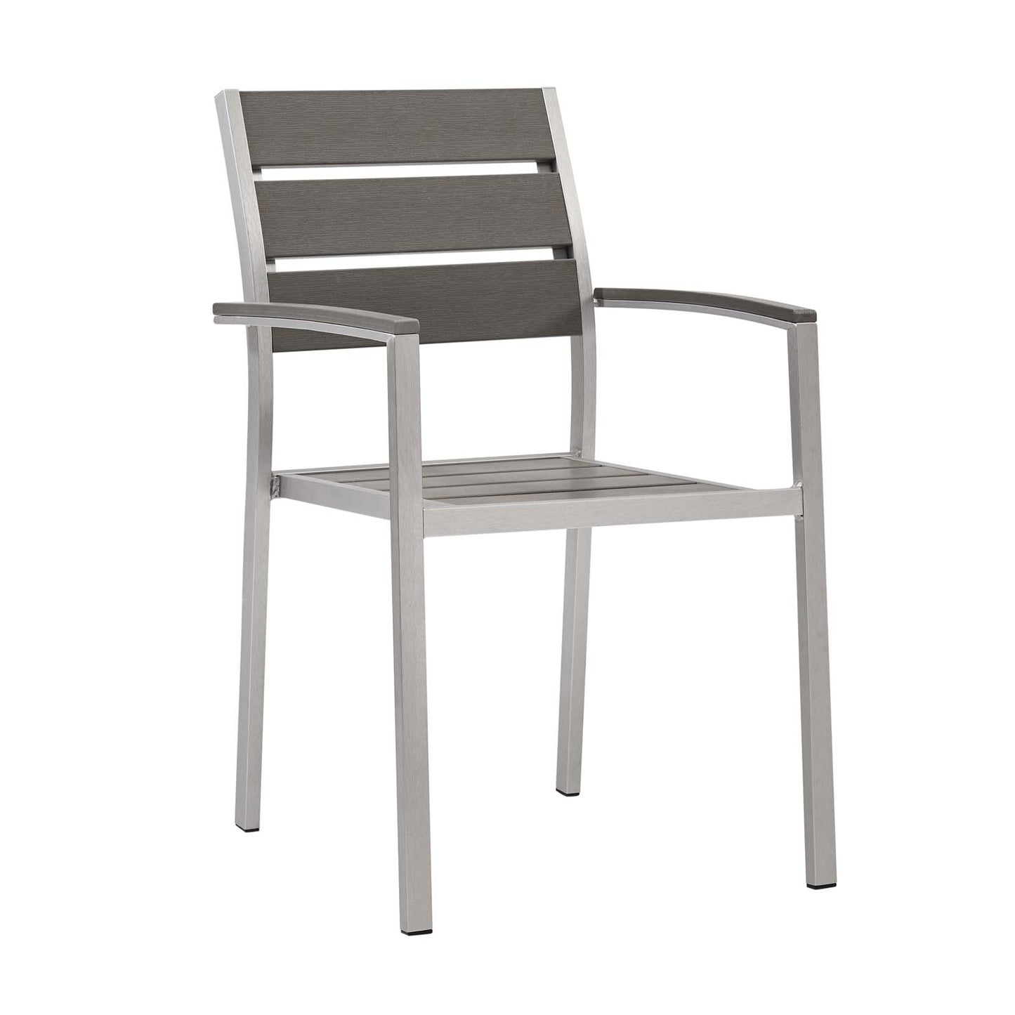 Shore Outdoor Patio Aluminum Dining Armchair Set of 2 Silver Gray