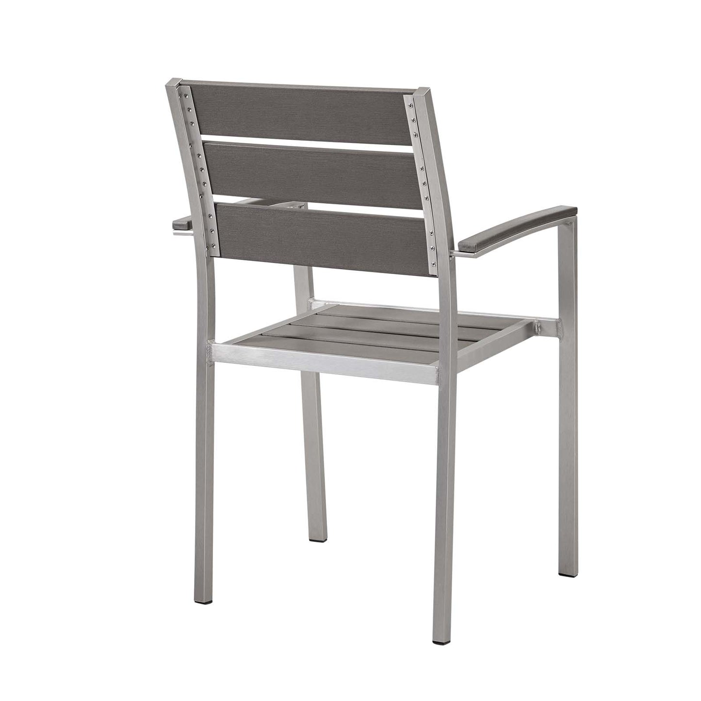 Shore Outdoor Patio Aluminum Dining Armchair Set of 2 Silver Gray