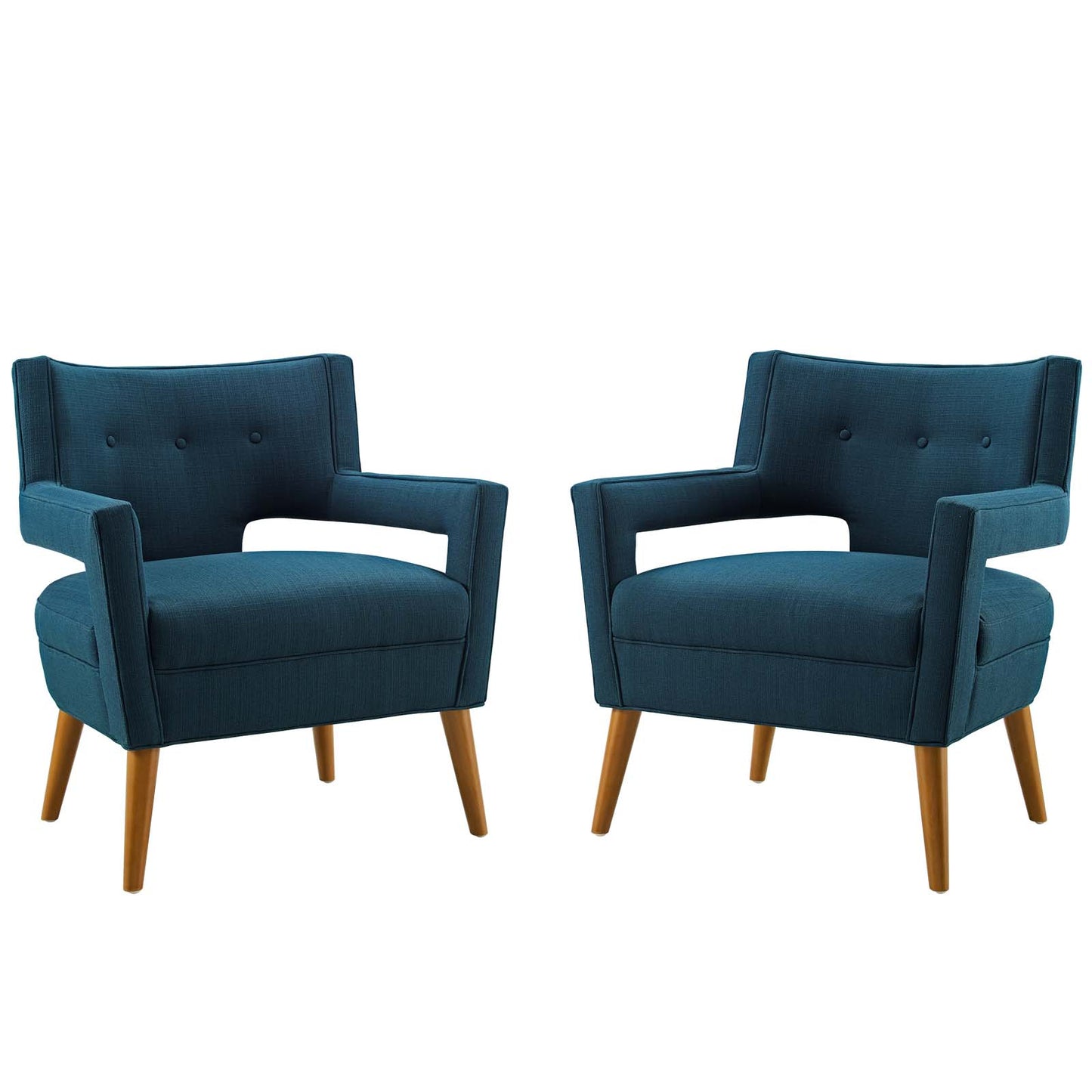 Sheer Upholstered Fabric Armchair Set of 2 Azure EEI-4082-AZU
