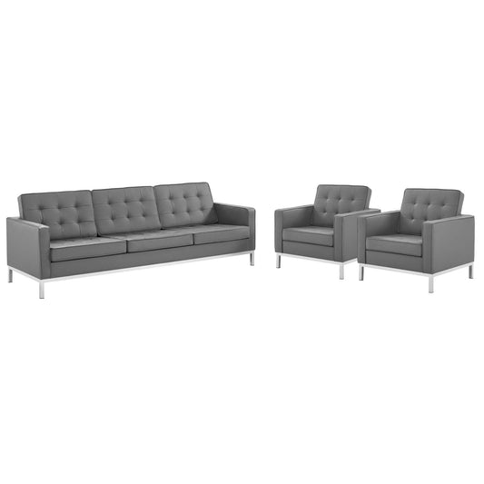Loft 3-Piece Tufted Vegan Leather Furniture Set by Modway