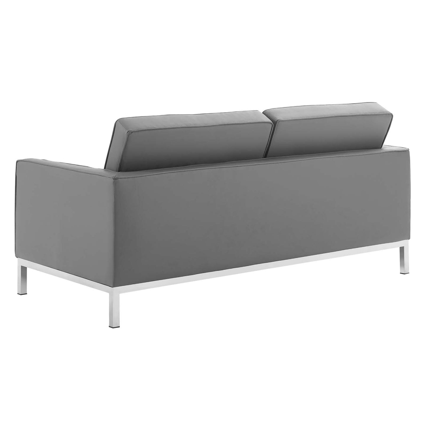 Loft Tufted Vegan Leather 2-Piece Furniture Set Silver Gray EEI-4106-SLV-GRY-SET