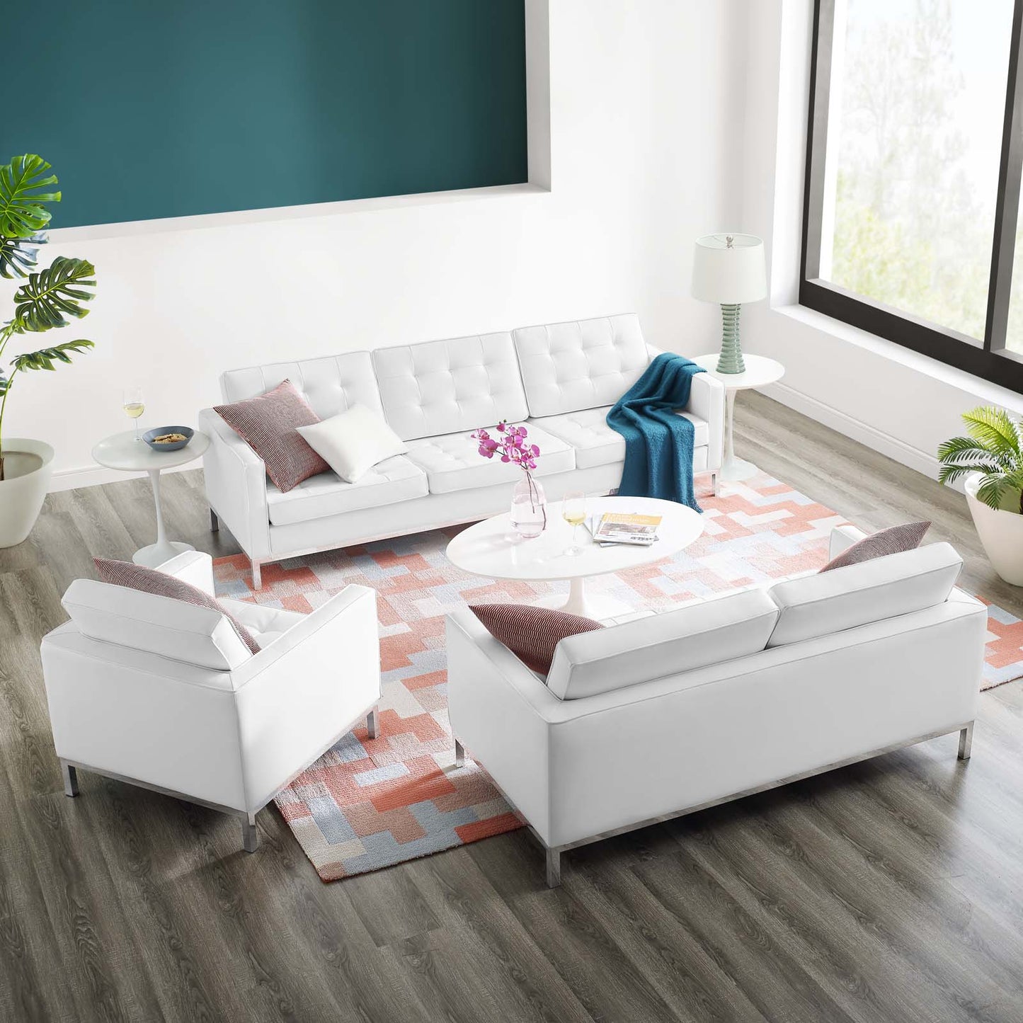 Loft 3 Piece Tufted Upholstered Faux Leather Set by Modway