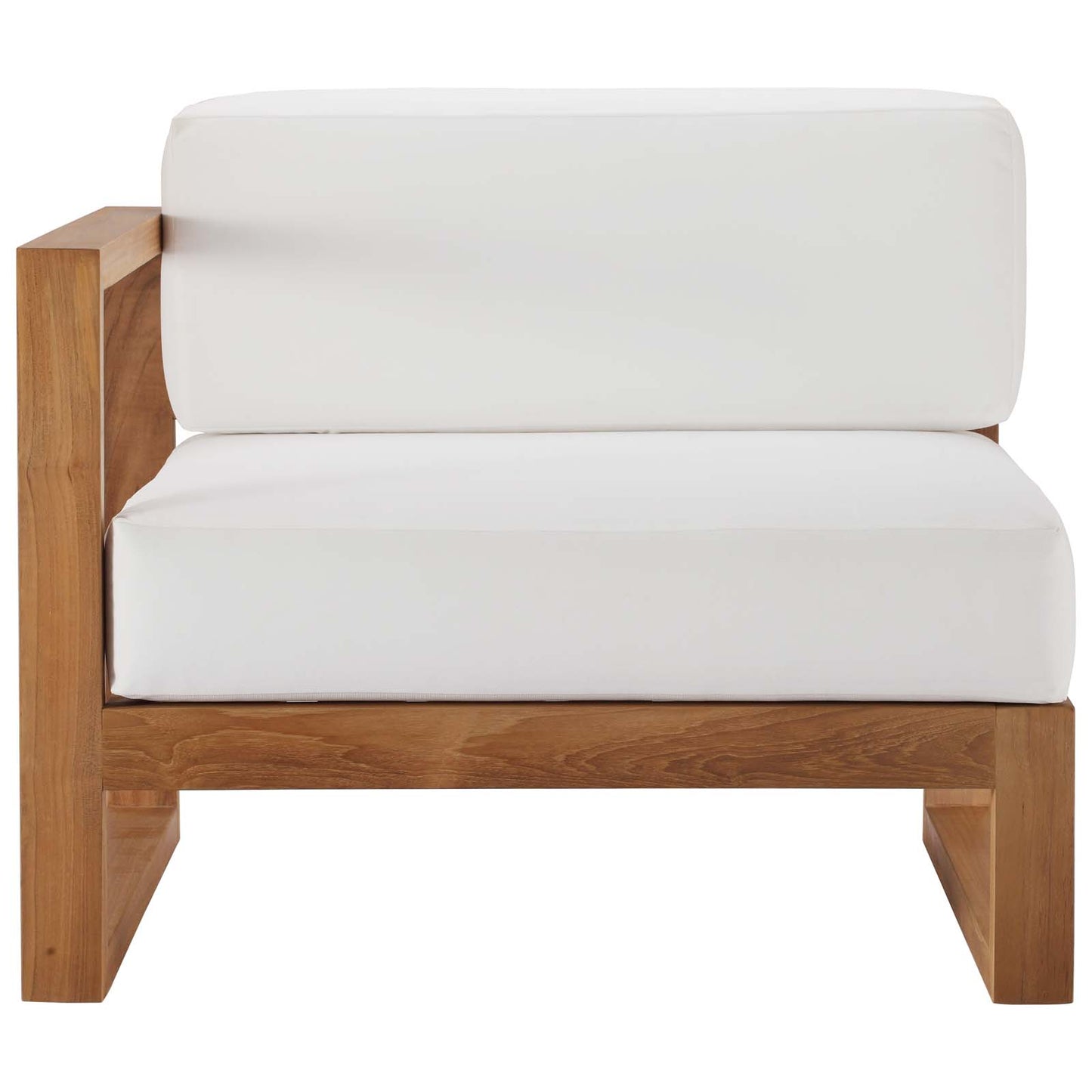 Upland Outdoor Patio Teak Wood Left-Arm Chair Natural White EEI-4124-NAT-WHI