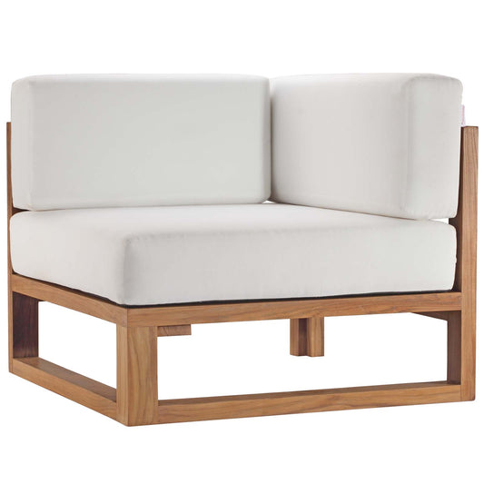 Upland Outdoor Patio Teak Wood Corner Chair Natural White