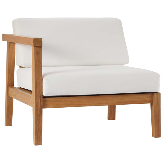 Bayport Outdoor Patio Teak Wood Left-Arm Chair Natural White