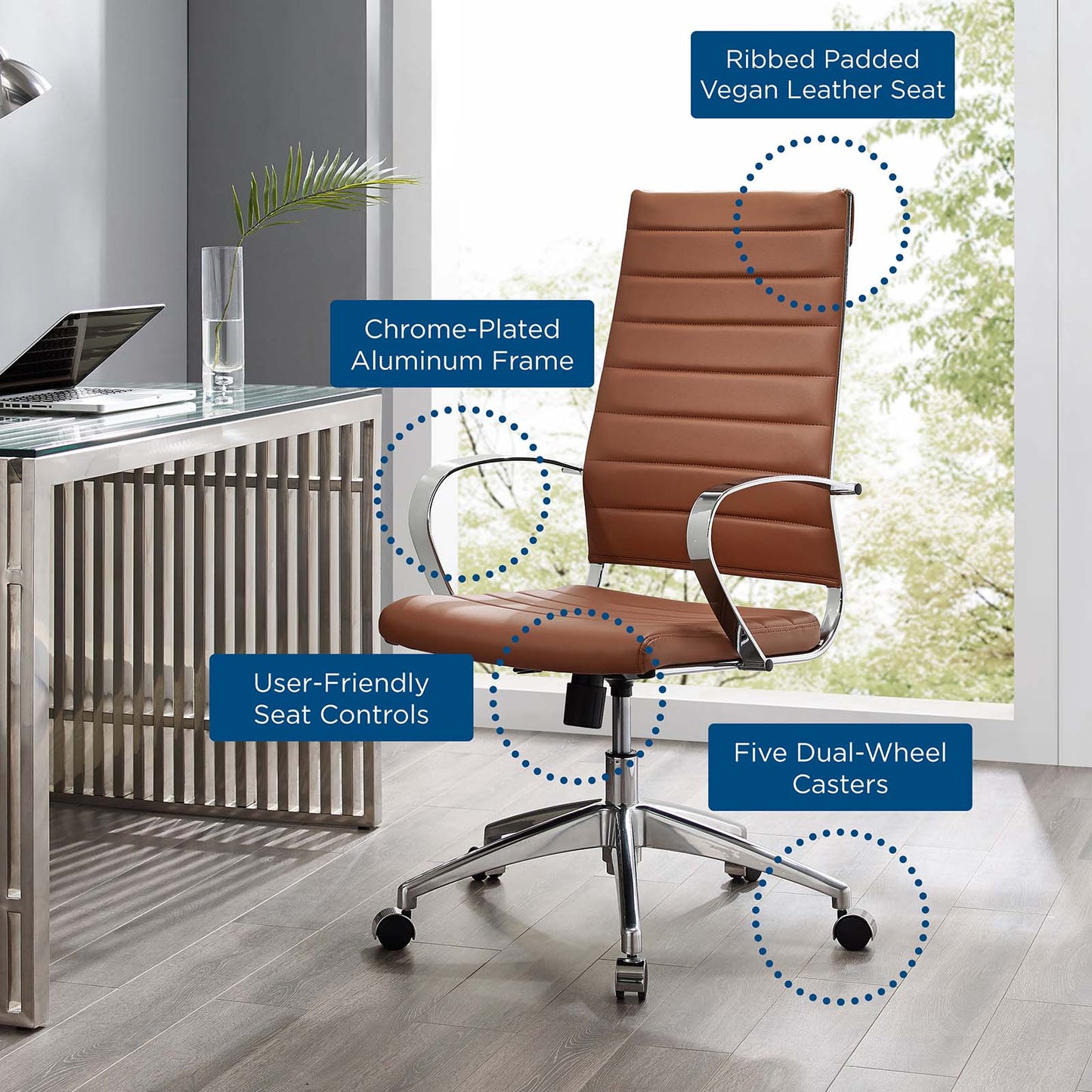 Jive Highback Office Chair Terracotta EEI-4135-TER