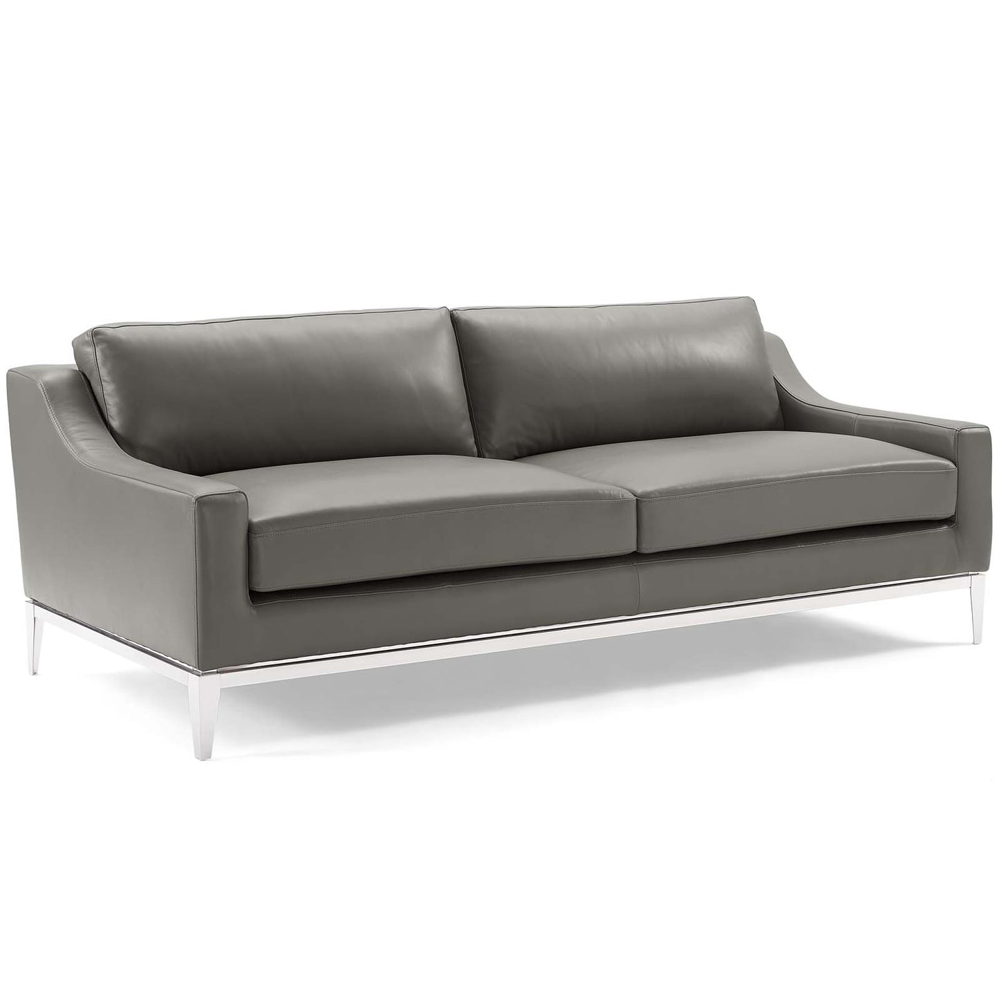 Harness Stainless Steel Base Leather Sofa and Loveseat Set Gray EEI-4196-GRY-SET