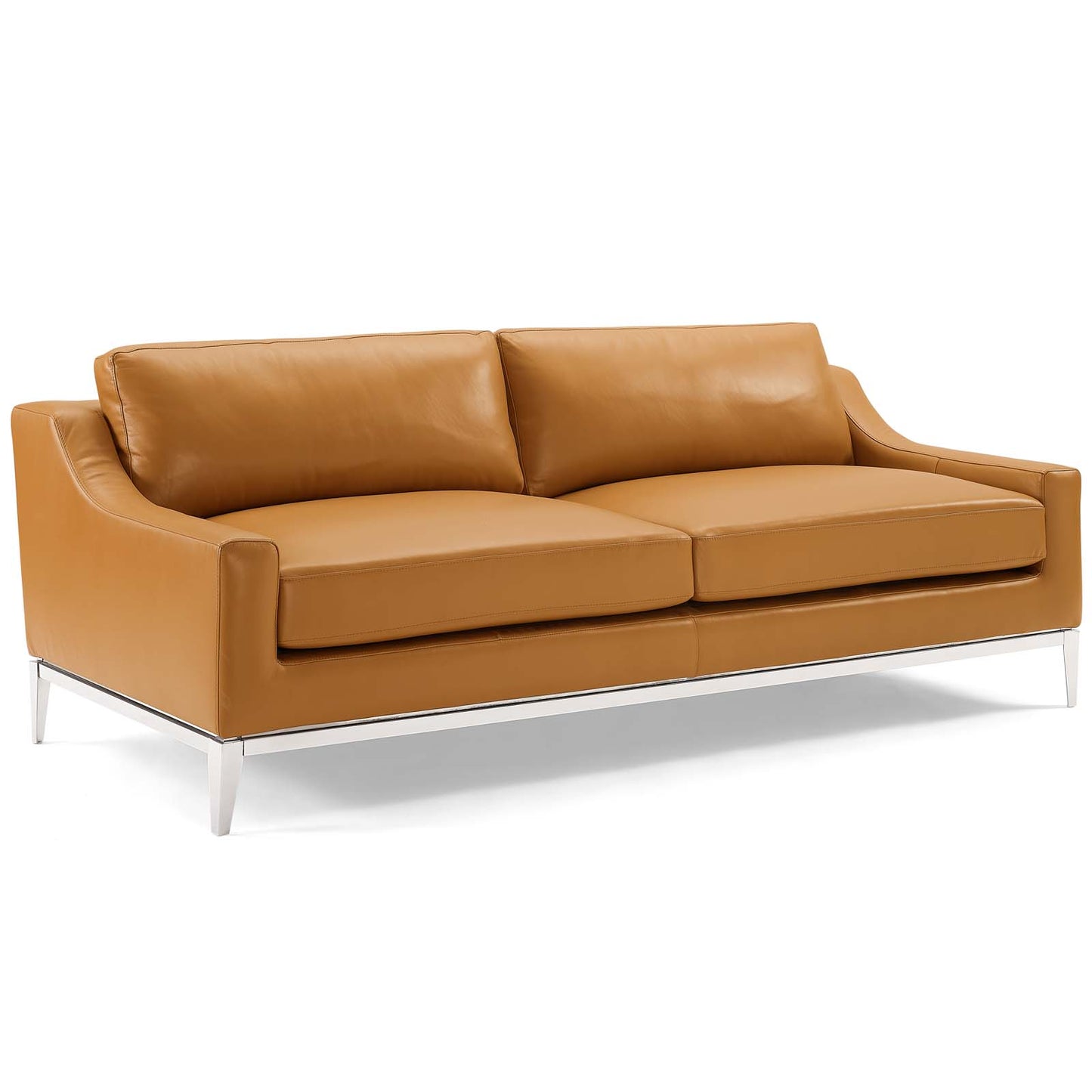 Harness Stainless Steel Base Leather Sofa & Armchair Set Tan EEI-4198-TAN-SET