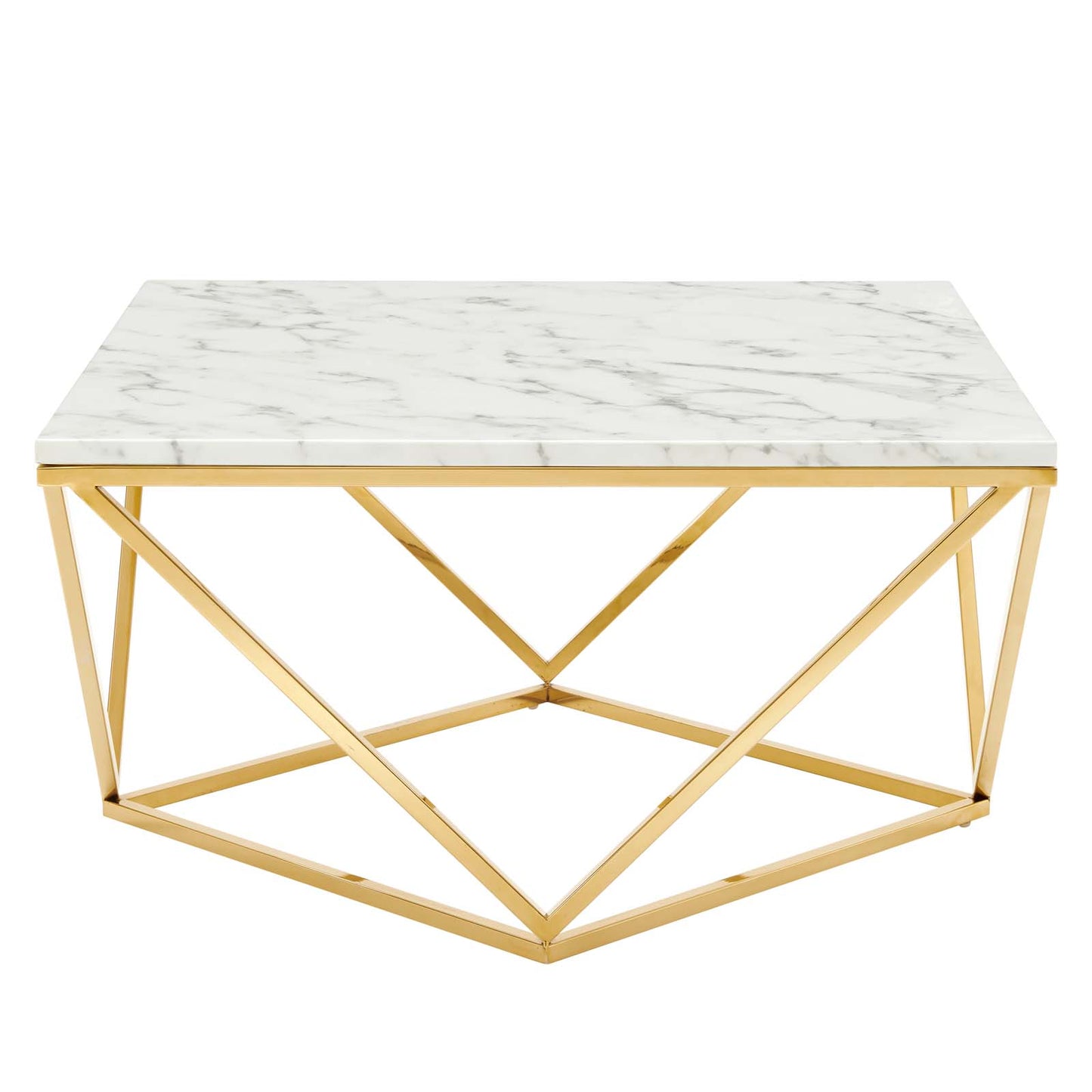 Vertex Gold Metal Stainless Steel Coffee Table Gold White EEI-4207-GLD-WHI