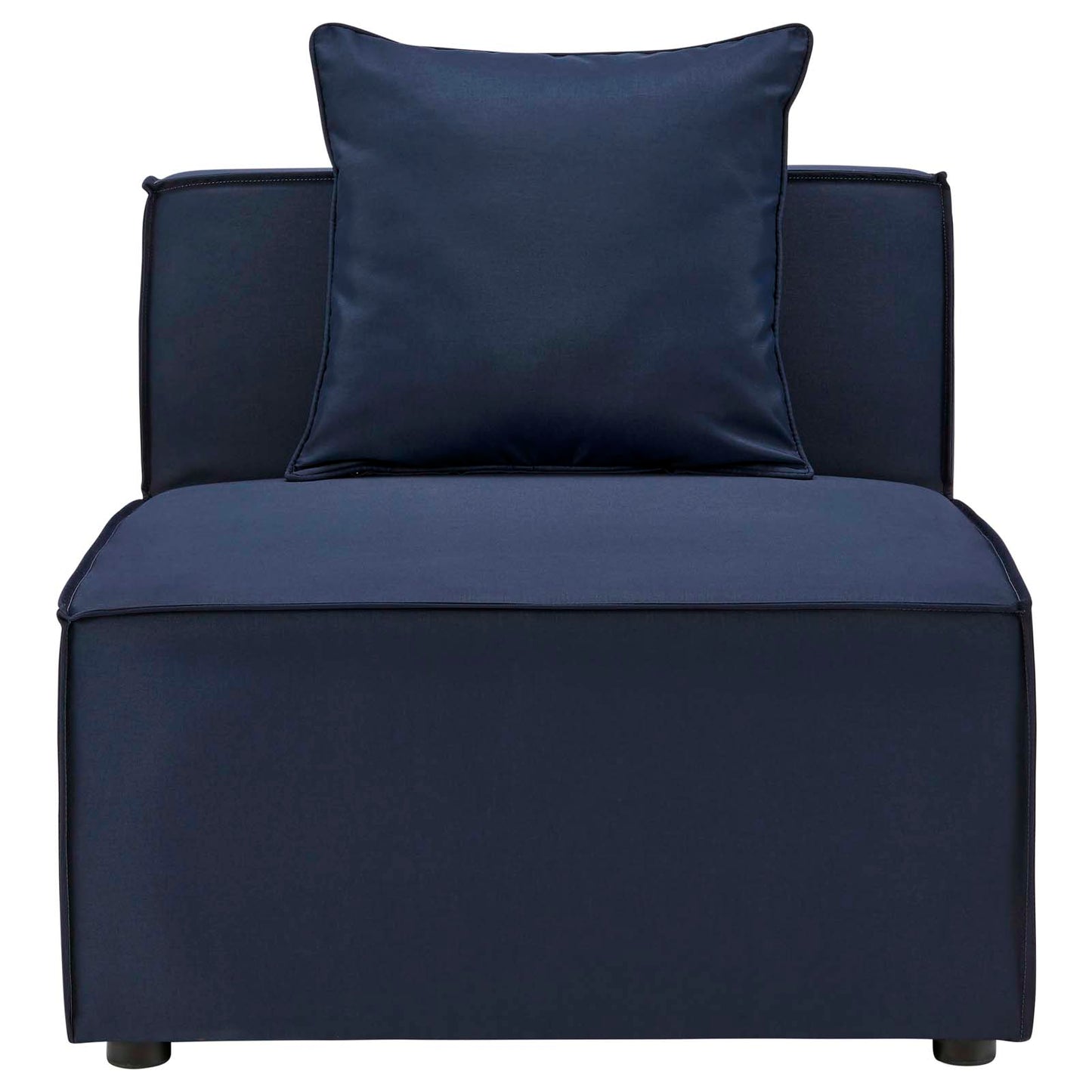 Saybrook Outdoor Patio Upholstered Sectional Sofa Armless Chair Navy Blue EEI-4209-NAV