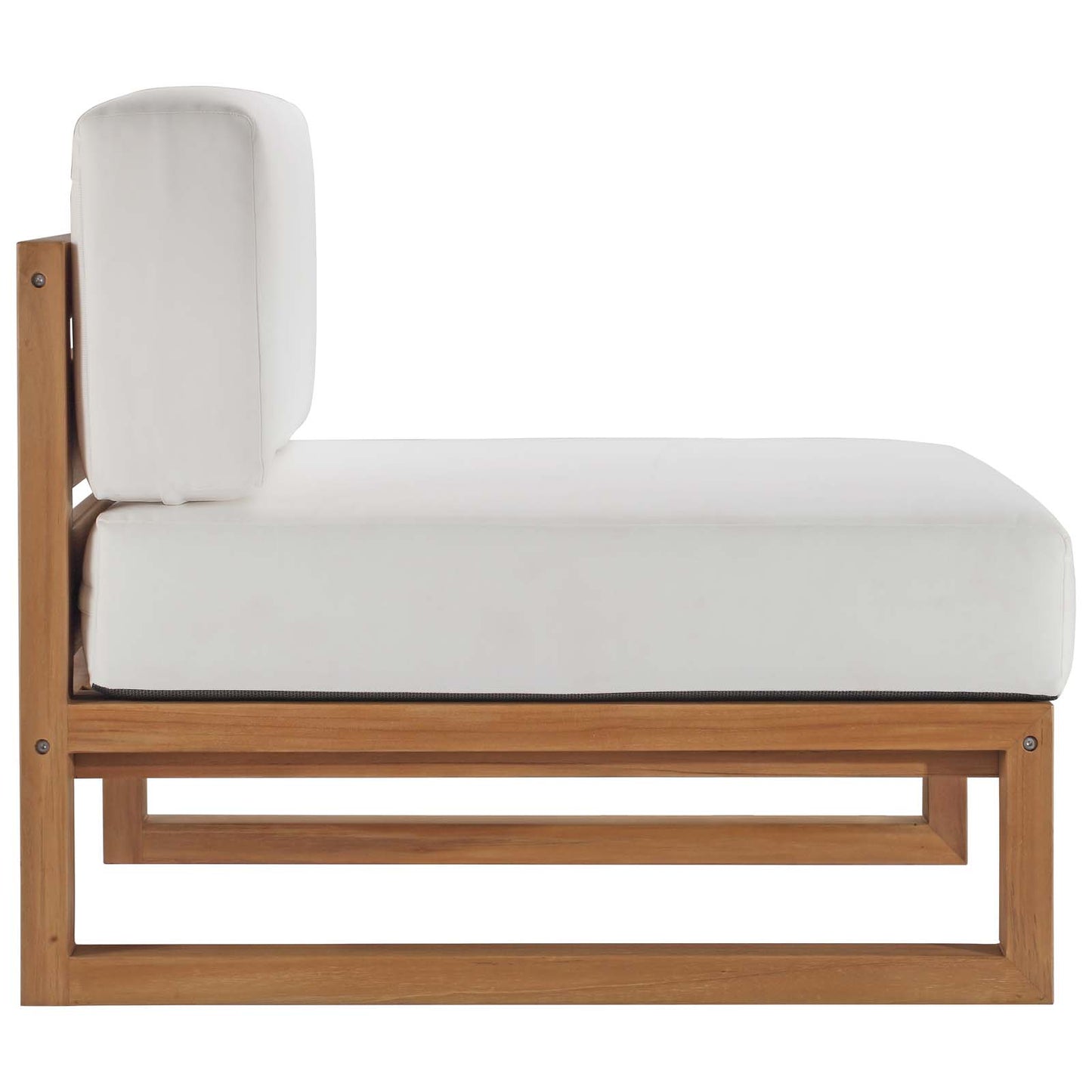 Upland Outdoor Patio Teak Wood 4-Piece Sectional Sofa Set Natural White EEI-4253-NAT-WHI-SET